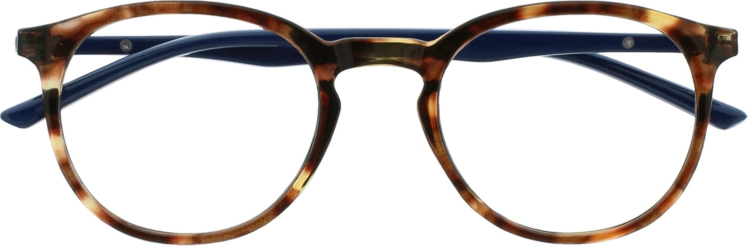 OPULIZE MET Blue Light Blocking Reading Glasses for Women Men, Slim Round Frame with Scratch Resistant and Spring Hinges, Computer Glasses with Anti-Reflective, Brown +0 (Pack of 1)