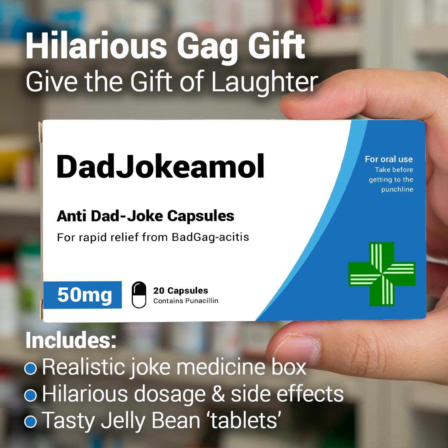 DadJokeamol - Funny Joke Pill Box with Jelly Bean Sweets - Dad Jokes Gift - Funny Gifts for Men. Gifts for Fathers - Christmas Gifts for Dad - Dad Birthday Gifts - Funny Secret Santa Gifts - Image 2