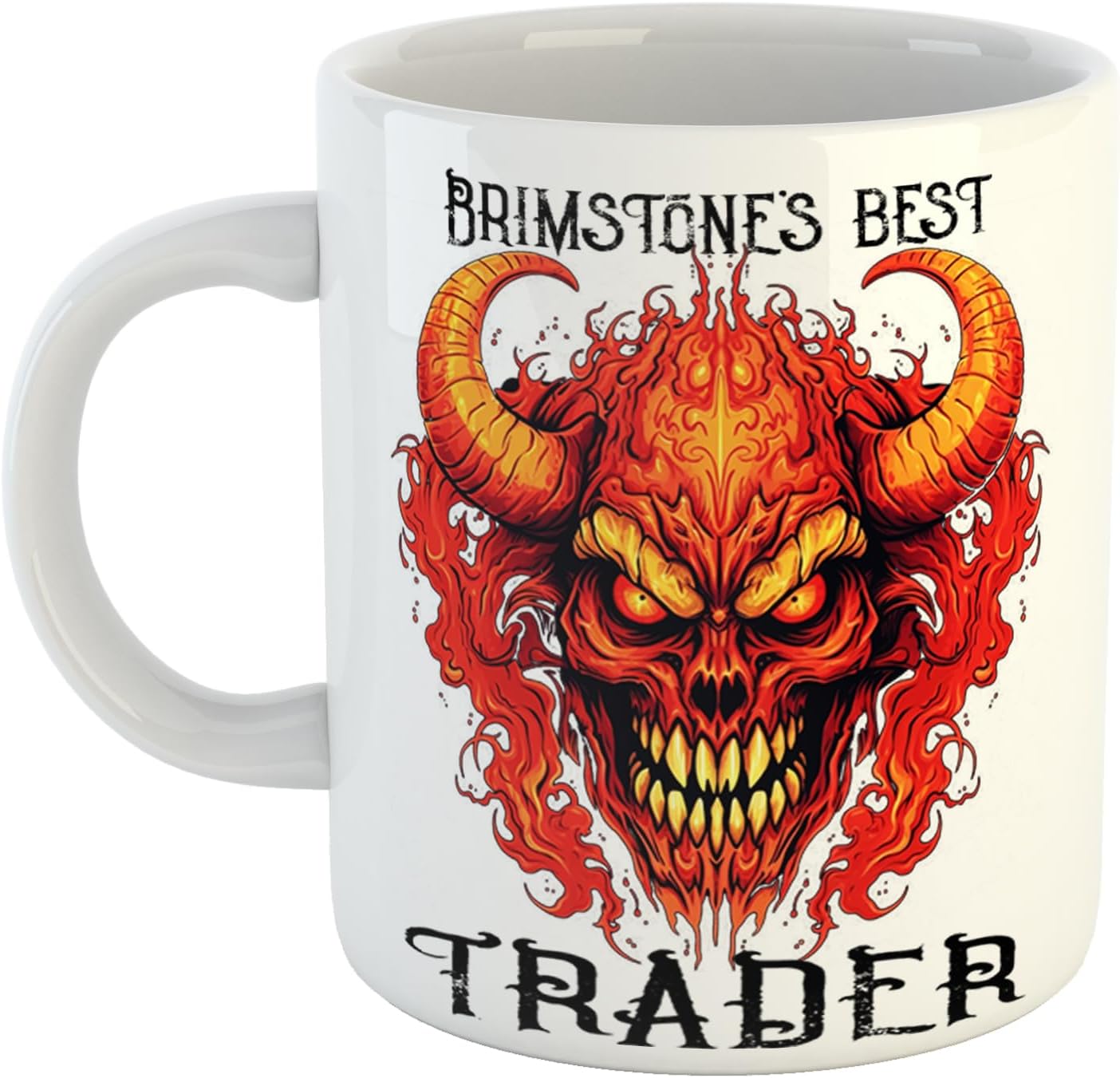 Brimstones Best Trader Mug Hellish Demon Gift for Professionals, 11 oz Ceramic Mug