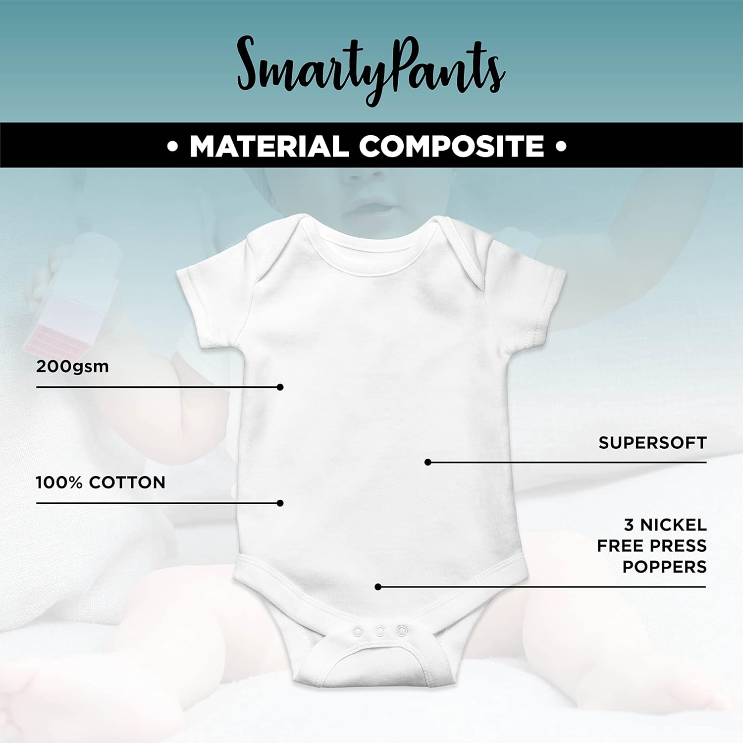 SMARTYPANTS Come On Dad! You Can Do This! Cute Funny Fun Cheer Instructions New Father Dad Dada Dressed Baby Clothes Short Sleeved Babygrow Bodysuit Onesie Vest Gift Present - Image 7