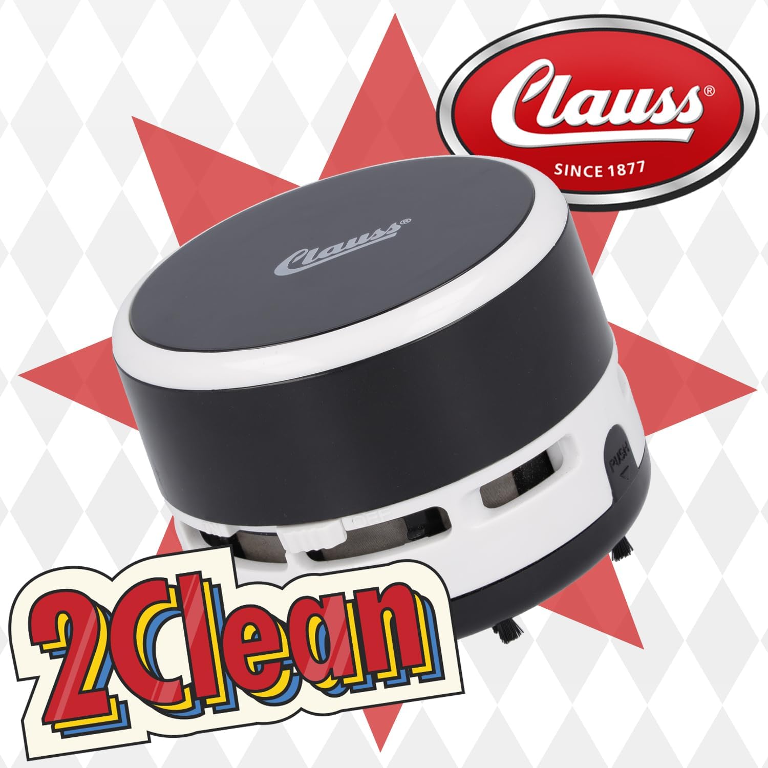 Clauss 2Clean Desk Vacuum Cleaner Black, Mini vacuum cleaner as an office gadget, Ideal for office, household or car, 2 x AA batteries (not included), Easy to clean, CL-50001 00 - Image 2