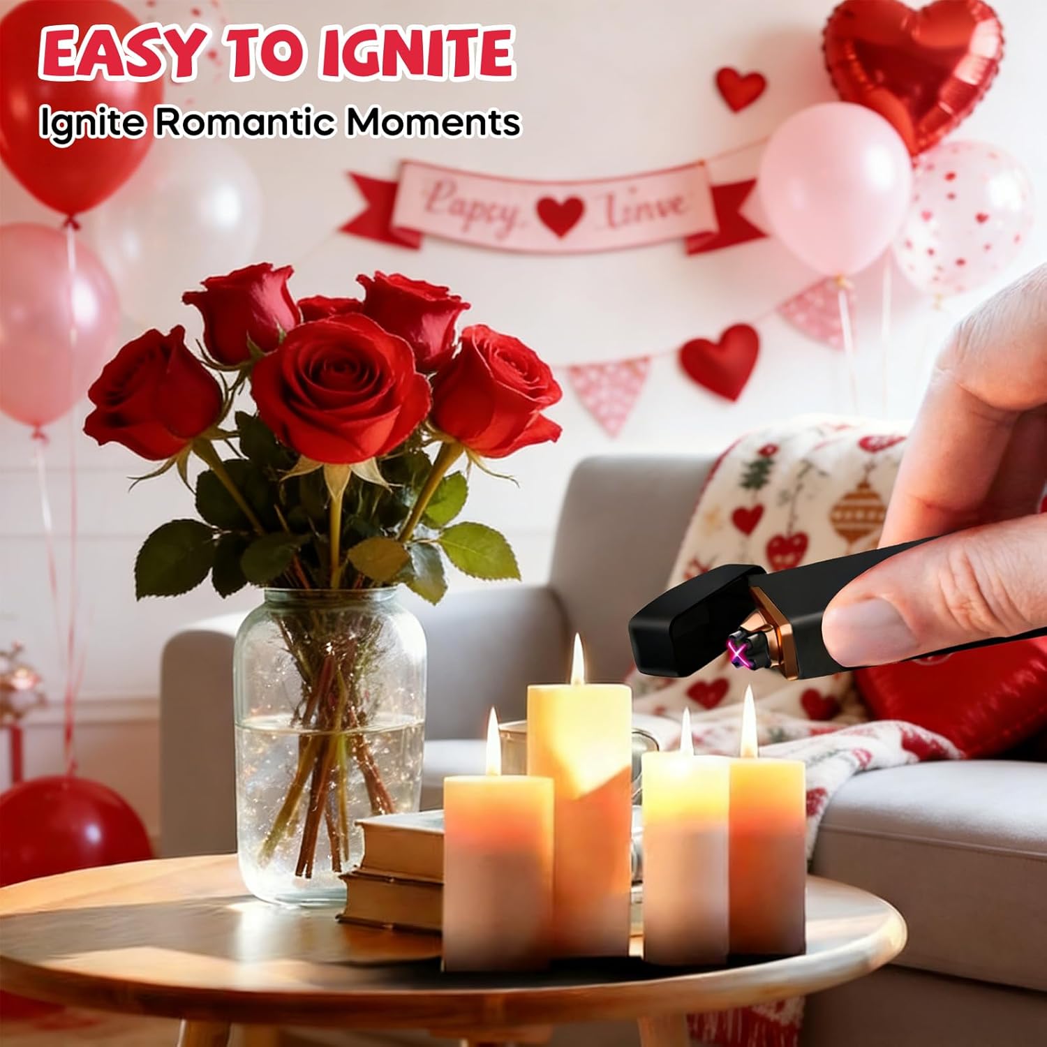 Coquimbo Valentines Day Gifts for Him Men Electric Lighter, USB Rechargeable Arc Lighter Windproof Flameless Plasma Lighter with Battery Display, Birthday Gifts for Men, Women, Him, Her - Image 4