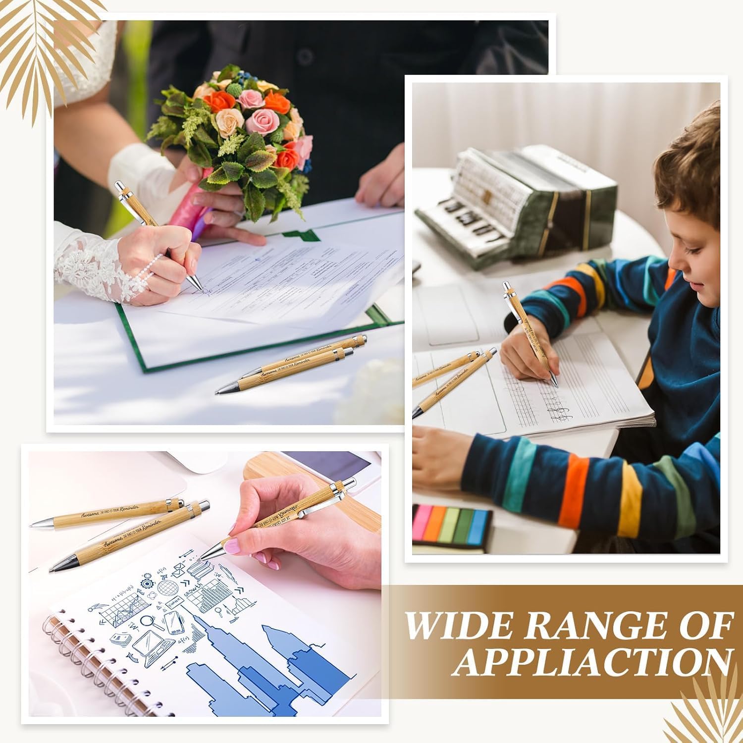 LATERN 30Pcs Inspirational Ballpoint Pens, 14CM Bamboo Motivational Quotes Pen Retractable Black Ink Stylus Pens for Women Men Bosses Office Desk Supplies Gifts (10 Positive Style) - Image 6