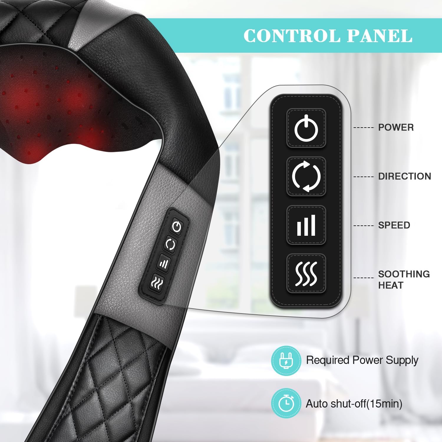 WOQQW Shiatsu Back Shouder and Neck Massager with Heat - Gifts for Women/Men/Mum/Dad - Electric Deep 4D Kneading Massager for Back, Neck and Shouer Pain Relief, Best Gifts for Birthday (Black Gray) - Image 2