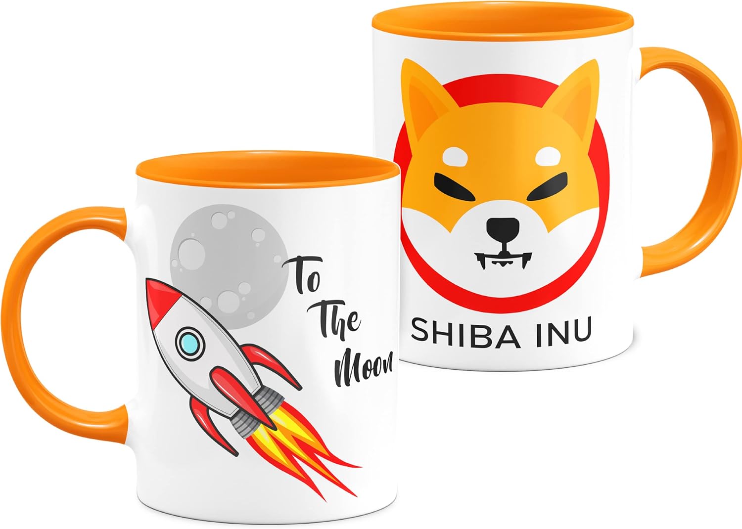 Cryptocurrency Bitcoin Mug Siba Inu Personalised To The Moon White Ceramic Mug 11 oz Original Gifts (Shiba Orange)