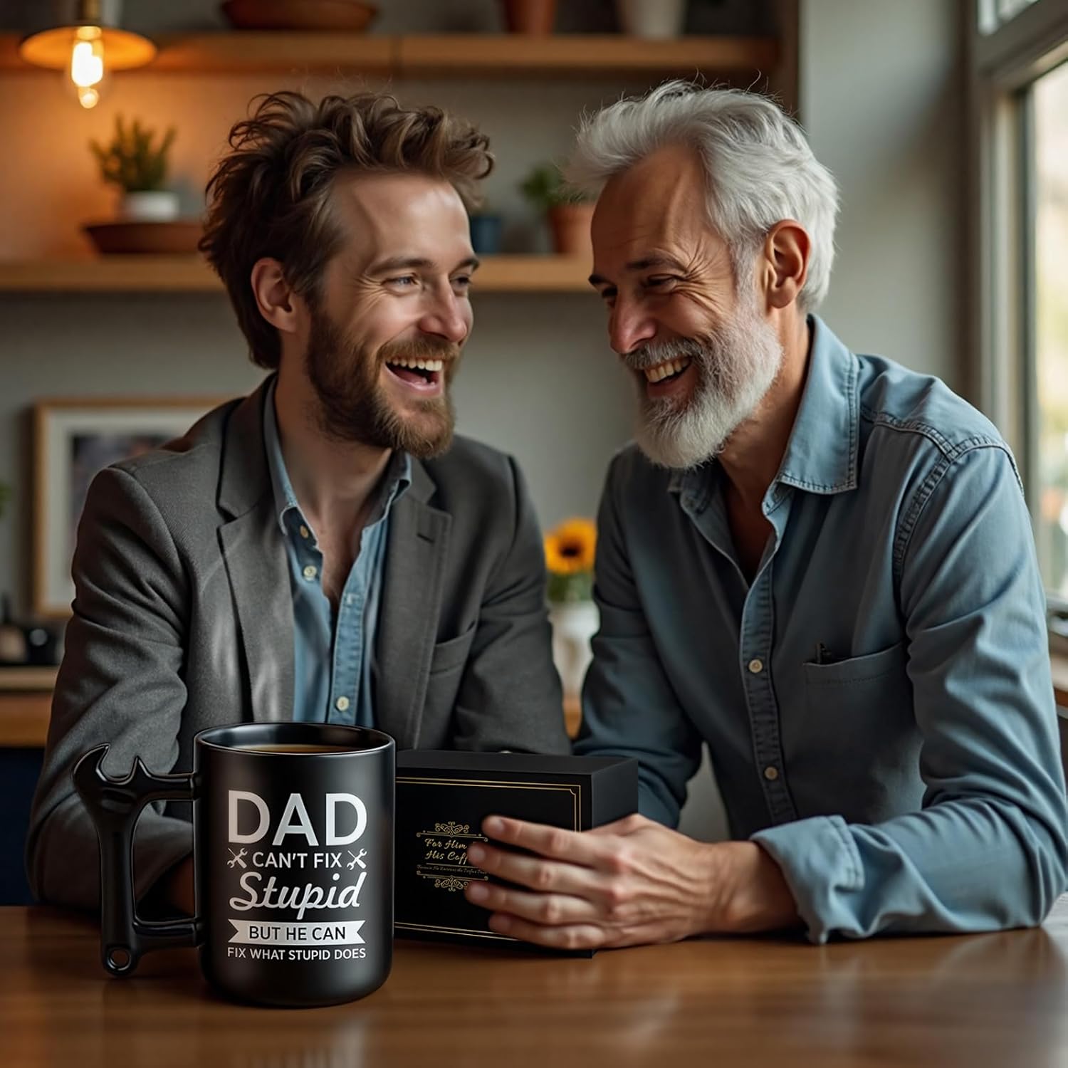 Dad Birthday Gifts from Daughter and Son, Funny Ceramic Coffee Mug with Wrench Spanner Handle, Fathers Day Christmas Day Gift Ideas for Dad Men Stepfather - Image 6