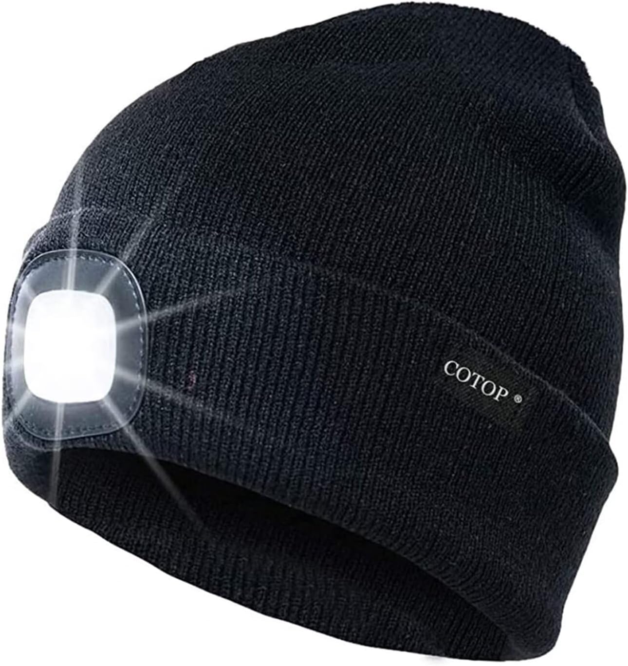 Unisex LED Headlamp Beanie Cap Men's Women Gift Winter Warm Beanie Hat Hands Free Lighted Beanie Cap for Dog Walking Night, Running, Camping,Hiking