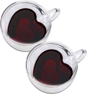 CNGLASS Double Wall Heart Shaped Gl...