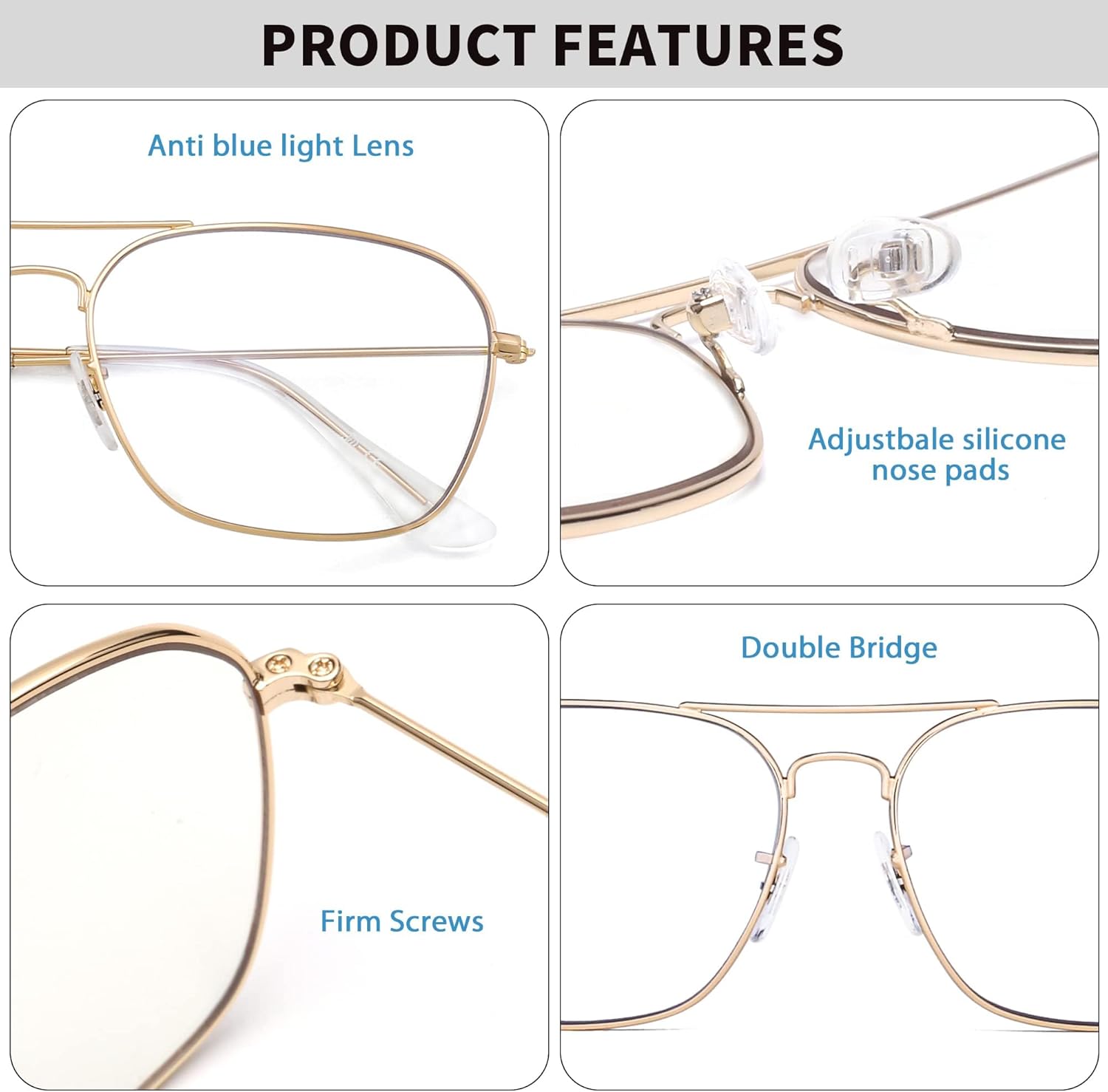 JM Blue Light Blocking Computer Glasses, Square Eye Protect Video Eyeglasses Anti Glare Men Women - Image 7