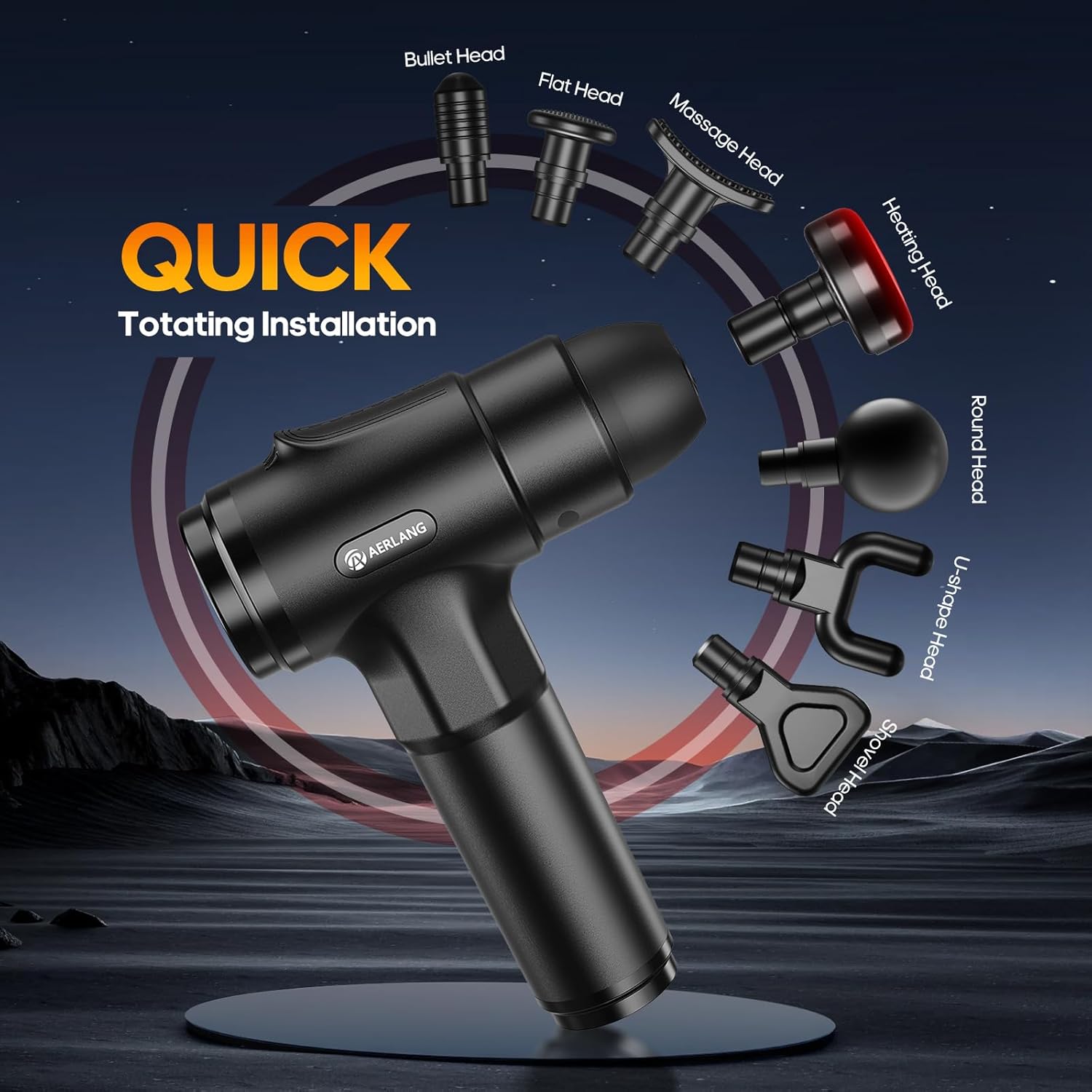 AERLANG Massage Gun with Heat, Massager Deep Tissue Heat Muscle Massager Gun, Powerful Massage Gun for Home Office Workout Muscle Pain Relief with Suitcase Birthday Gift Ideas for Mom Dad Men Women - Image 6