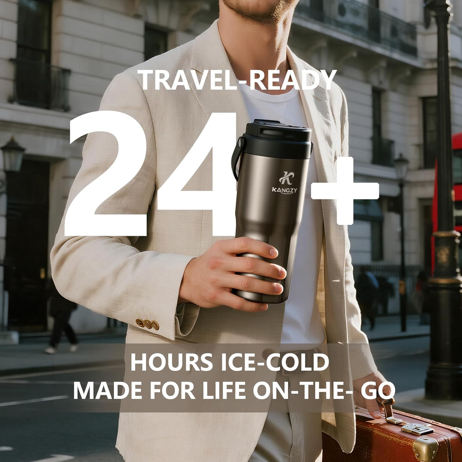 Coffee Cup Travel Mug 600ml – Stainless Steel Insulated Water Bottle, 2-in-1 Lid, Vacuum Thermal Cup, Leak-Proof Design, Keeps Drinks Hot 8H+ / Cold 24H – Work, Travel & Car (Titanium Grey) - Image 7