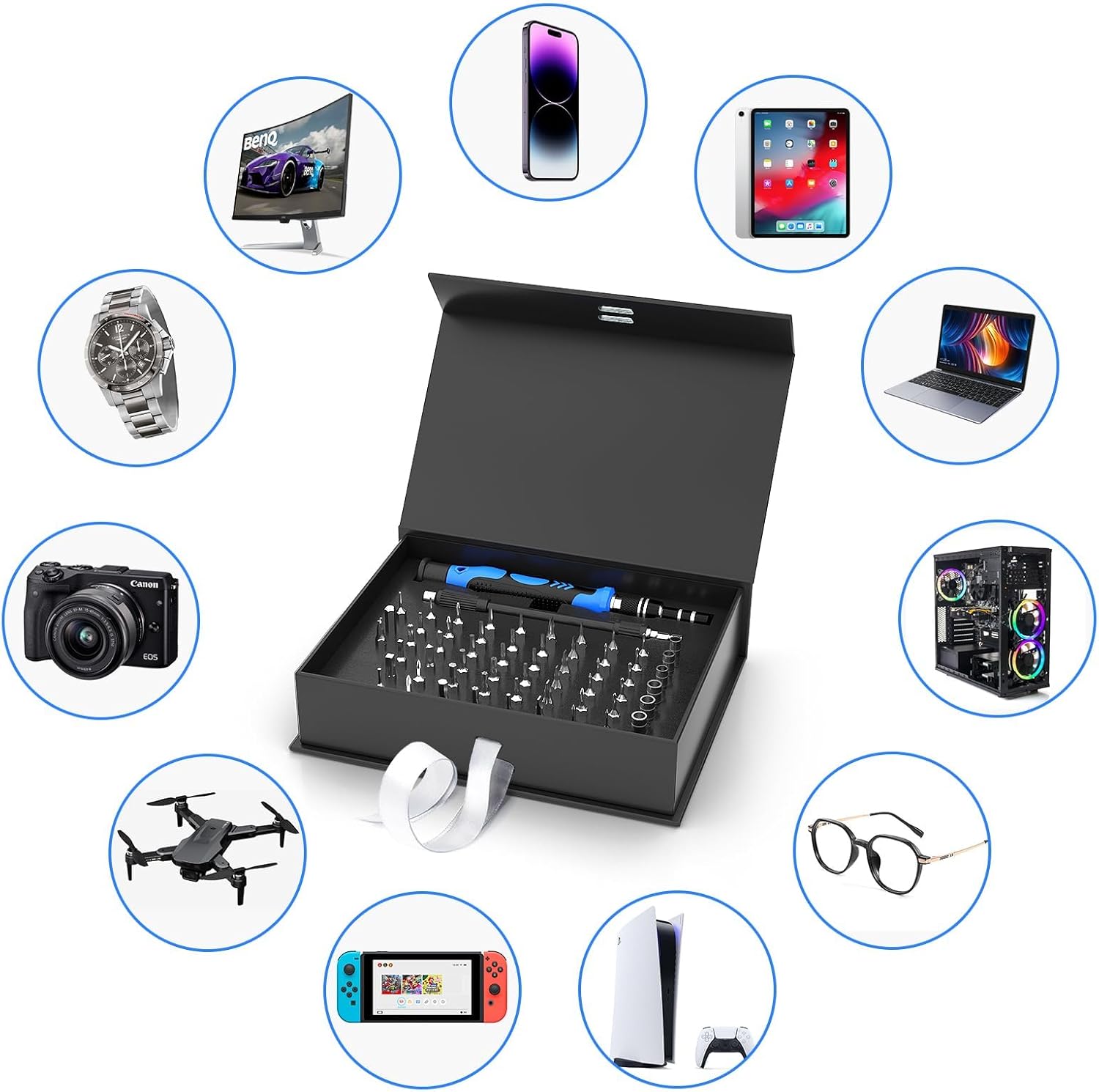 WEARXI Gifts for Men, 60 in 1 Precision Screwdriver Set, Valentines Gifts for Him, Multi Tool Gadgets for Men, Ratchet Screwdriver Bit Set, Mens Gifts for Dad Birthday Presents for Dad - Image 5