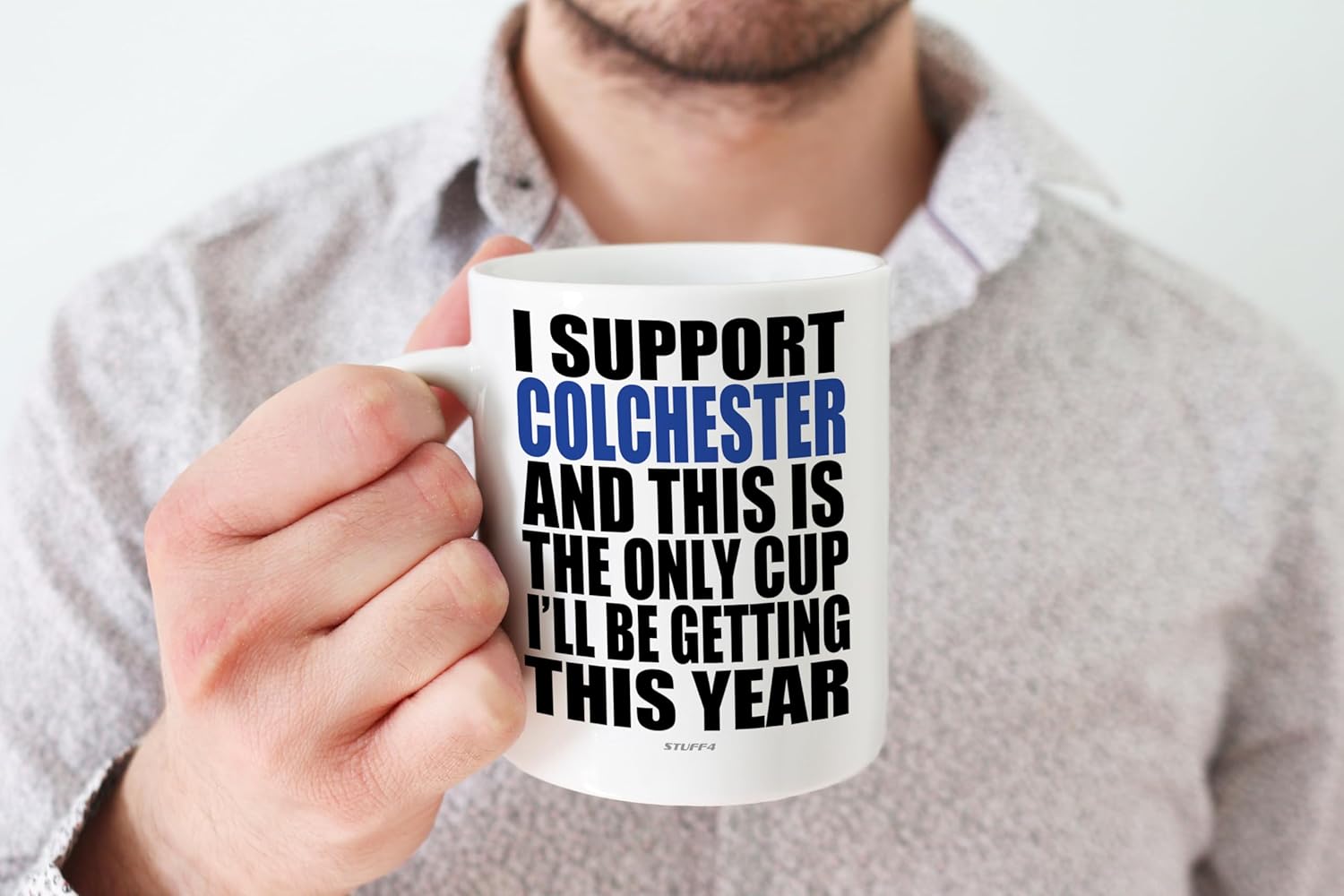 Funny Football Mug Gift for Colchester Fans - Footy Only Cup - Joke Xmas Birthday Mugs Present Gifts for Son Dad Brother Uncle Colleague Friend Cousin, 11oz Ceramic Dishwasher Safe Coffee Tea Cup - Image 4