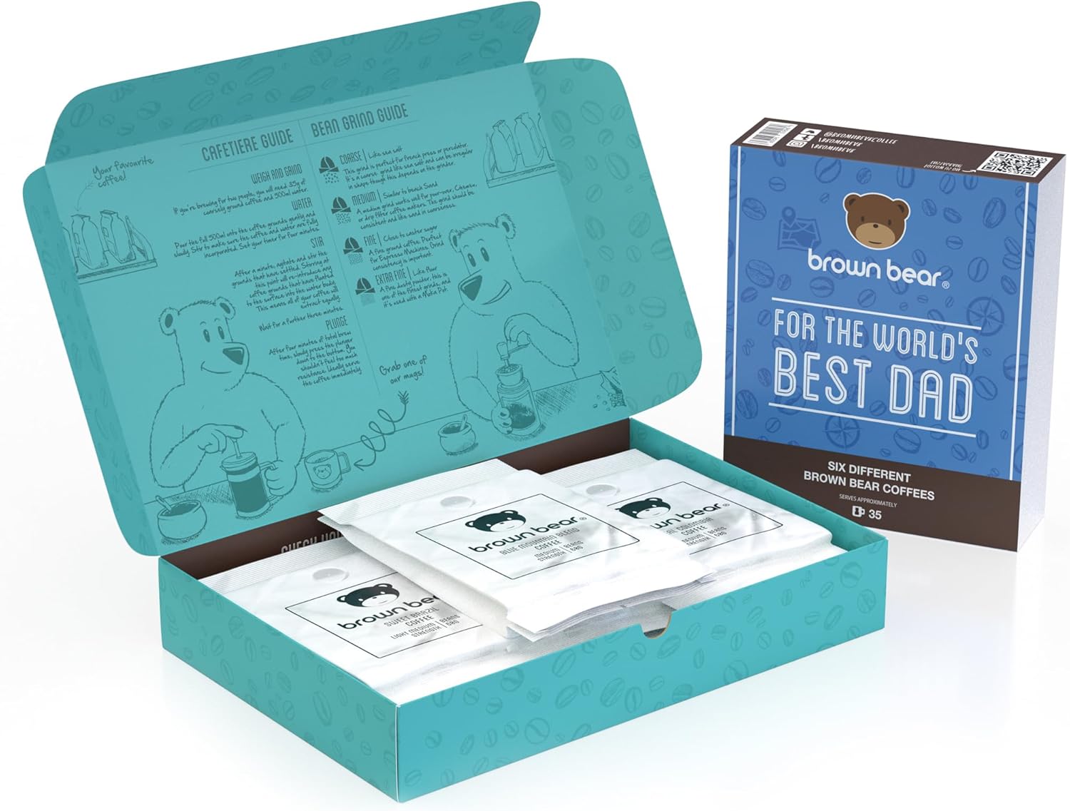 Best Dad Coffee Beans Gift - For The World's Best Dad - 6 Blends in 1 Pack - Light Medium Dark Roast - Brown Bear - All Coffee Machines - Strength 3 4 5 - Father's Day Birthday Christmas Xmas - Image 2