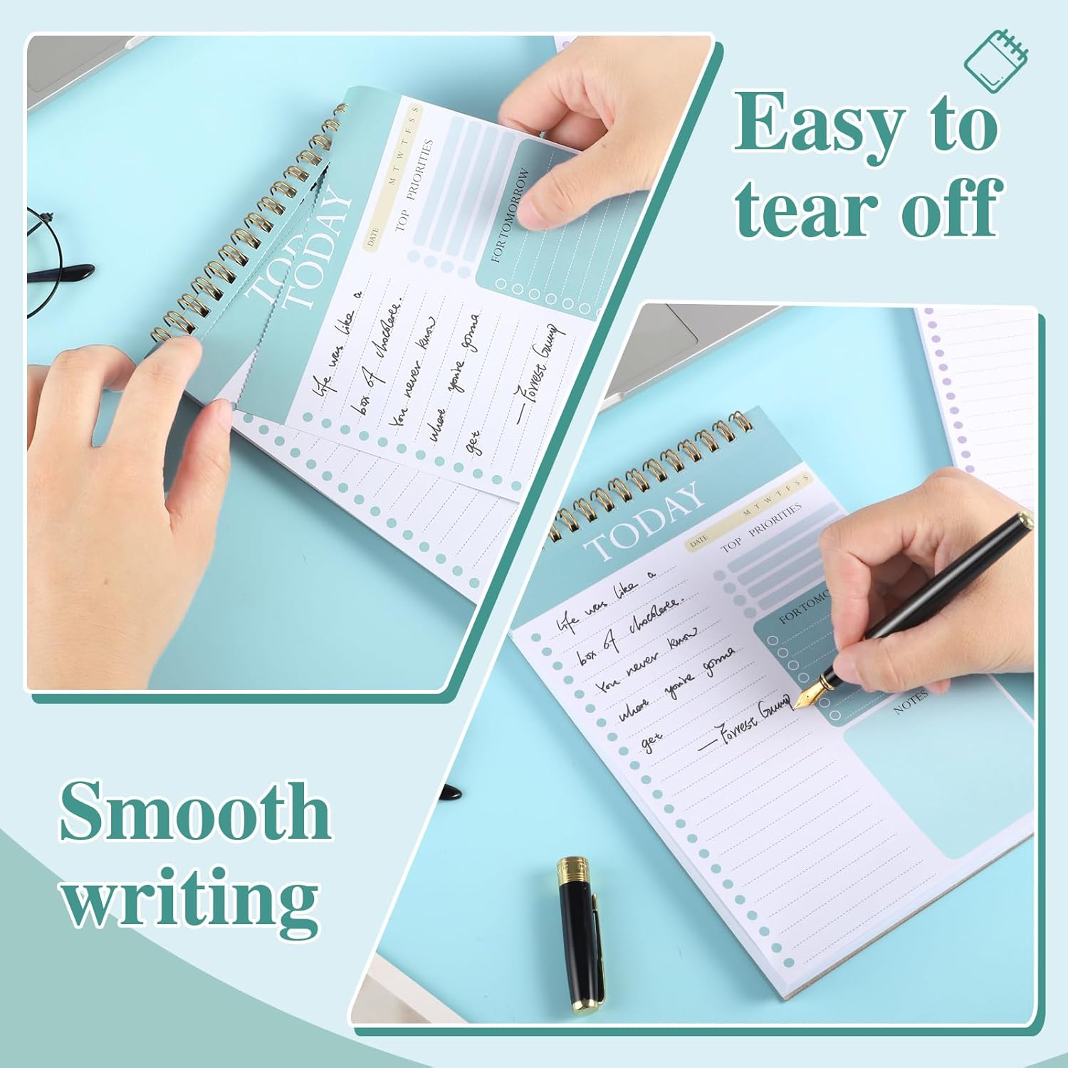 2 Pack To Do List Notepad, Undated Daily Planner A5 Spiral 104 Page To Do List Pad with Hourly Schedule Checklist for Work Study and Personal Oraganizer - Image 6