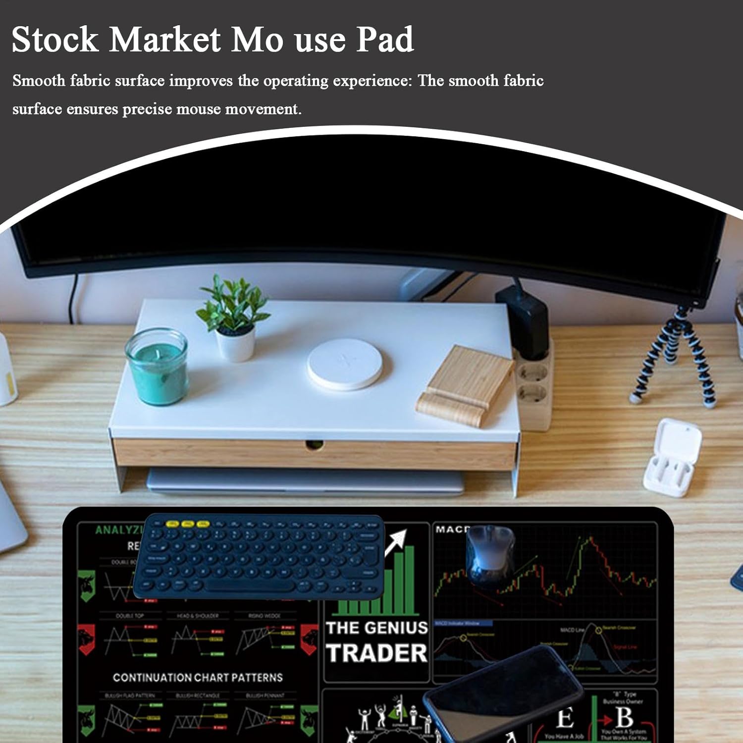 Computer Pad for Trading Day, Stock Market Keyboard Mat | Large Market Trader Keyboard Desk Pad | Finance Accessory, Chart Patterns Cheat Sheet, Stitched Edges, 11.8x31.5 inch for Day Trader - Image 7