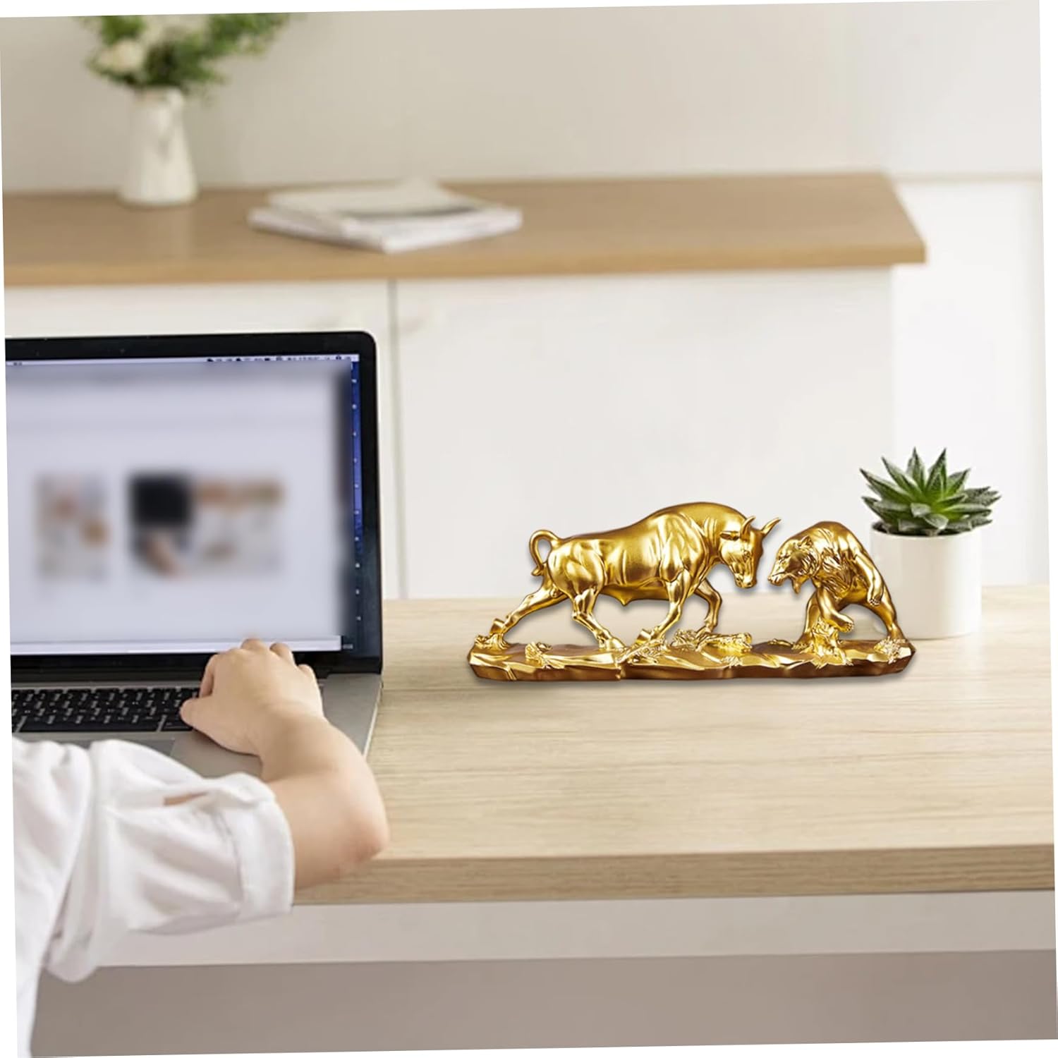 Gold Bull Statue for Finance Office, Wall Street Bull for Stock Market Gifts & Forex Accessories, Symbol of Wealth and Prosperity, Perfect for Investors and Traders - Image 2