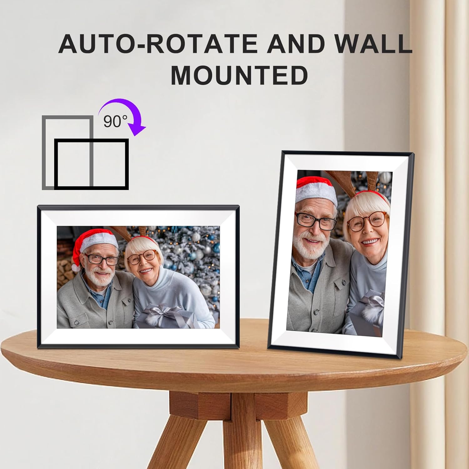 Frameo Digital Photo Frame WiFi, 10.1 Inch Digital Picture Frame 1280x800 IPS Touchscreen Auto-Rotat Electronic Photo Frame Share Photos Videos Anywhere, 32GB, Black & White - Image 3