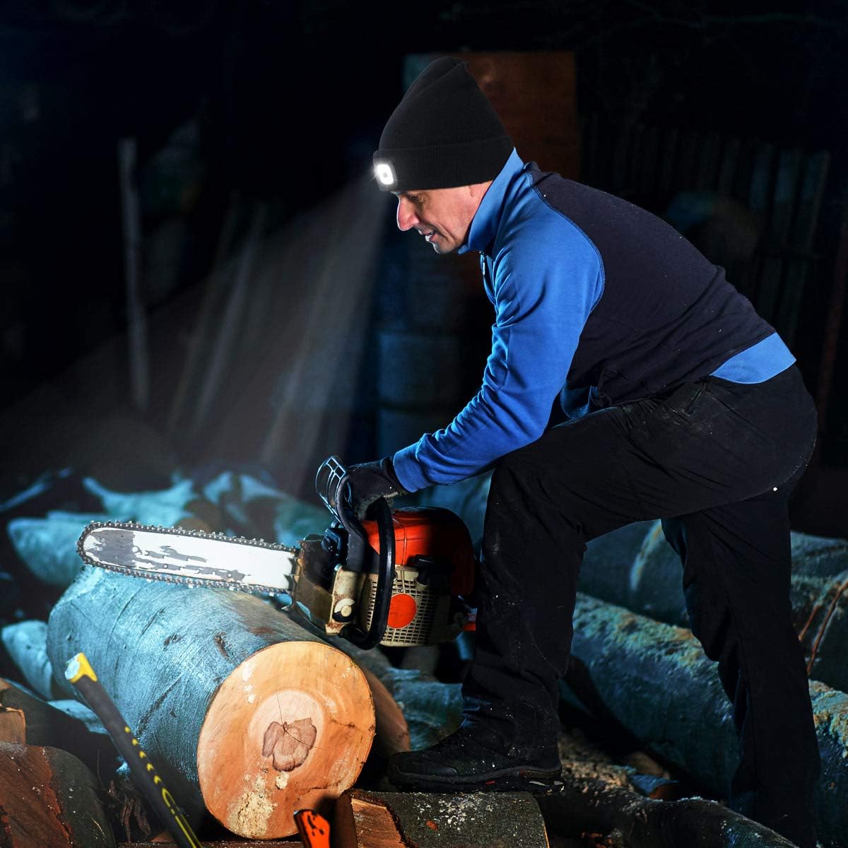 Wmcaps Rechargeable LED Lighted Beanie, Perfect Dad Gifts in Christmas, Stocking Fillers Cap with Light Hands Free Head Torch Unisex Winter Warm Knit Beanie - Image 5