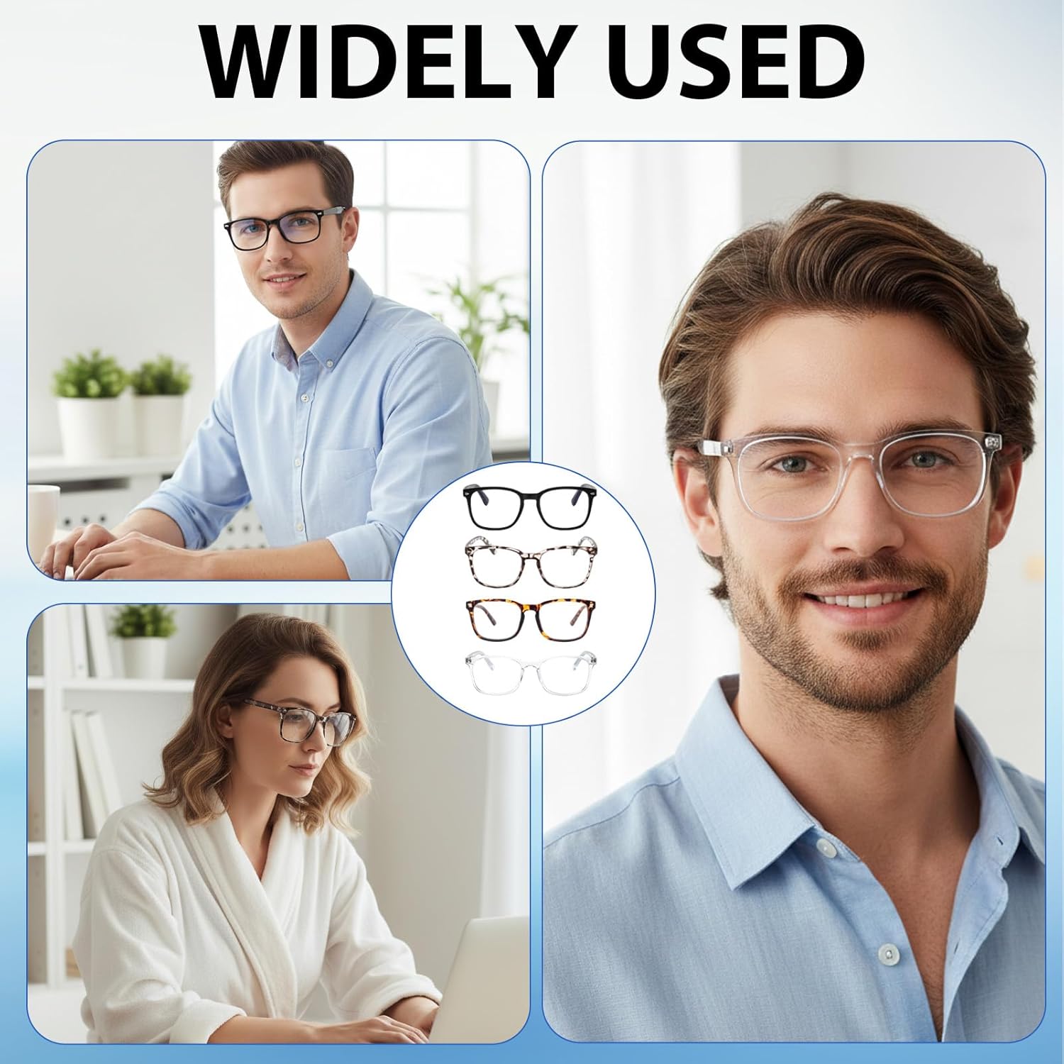 Blue Light Glasses, 4 Pack Computer Glasses for Men and Women, Anti Glare Screen Light Blocking Glasses, Gaming Glasses for Light Sensitivity, Fake Glasses Frame Size 143x145x40mm - Image 7