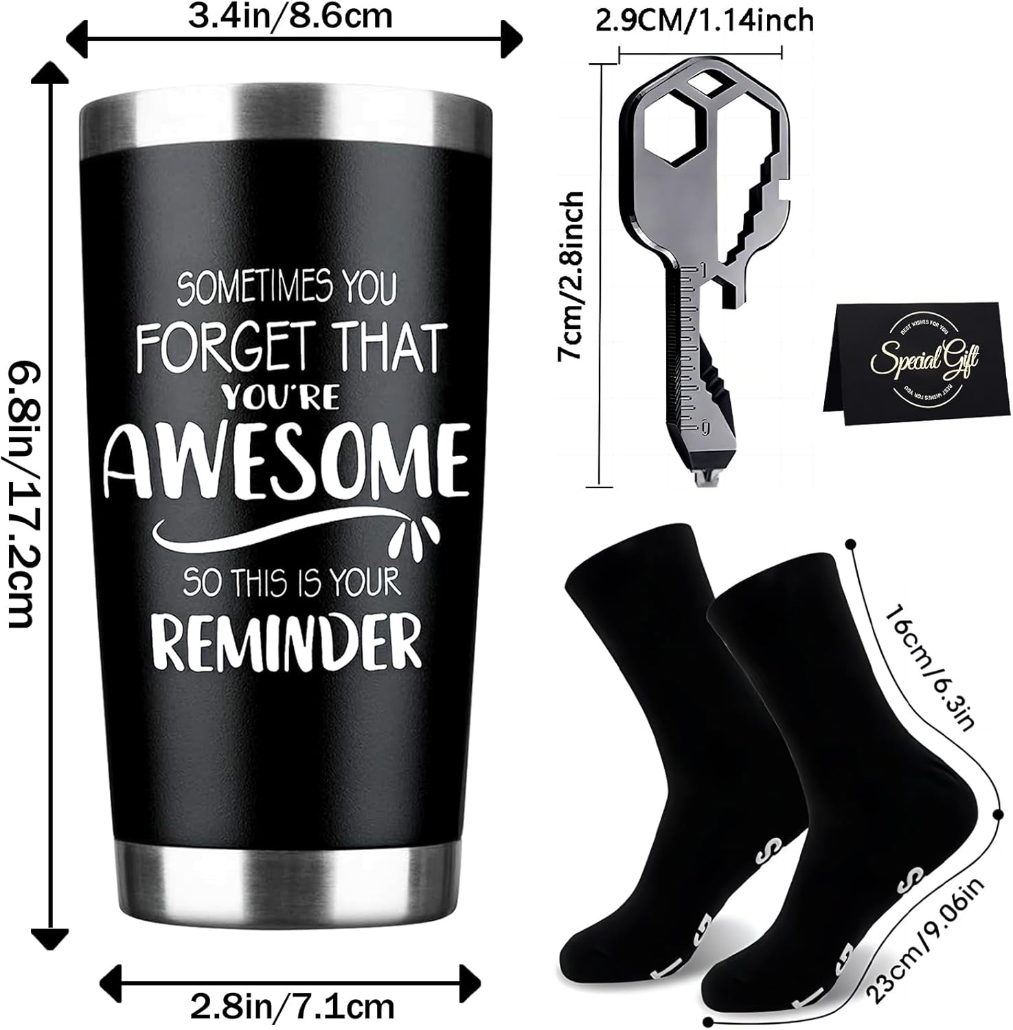 Fathers Day Gift for Dad - Birthday Gifts for Men, Inspirational Gifts for Men Dad Father Husband Boyfriend - Valentines Present for Him, Greeting Card, Keychain, Socks - 20 Oz Tumbler - Image 4