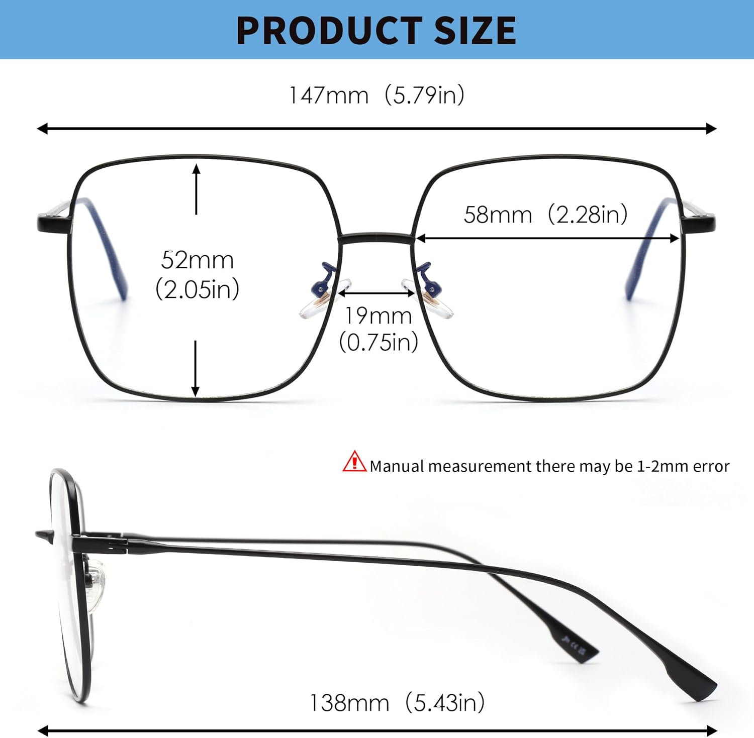 JM Blue Light Blocking Gaming Glasses Square UV400 Protection Metal Optical Computer Eyeglasses Anti Glare Eye Strain Men Women - Image 7