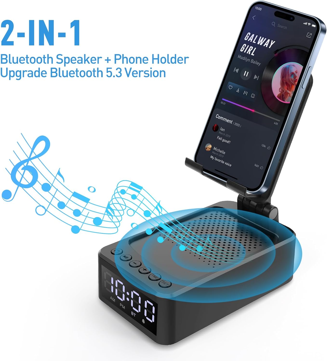 ZOOI Gifts for Men, Valentines Gifts for Him, Birthday Gift for Dad Him Gadgets Mens Valentines Gift s for Men Who Have Everything, Bluetooth Speaker with Clock & Phone Stand - Image 5