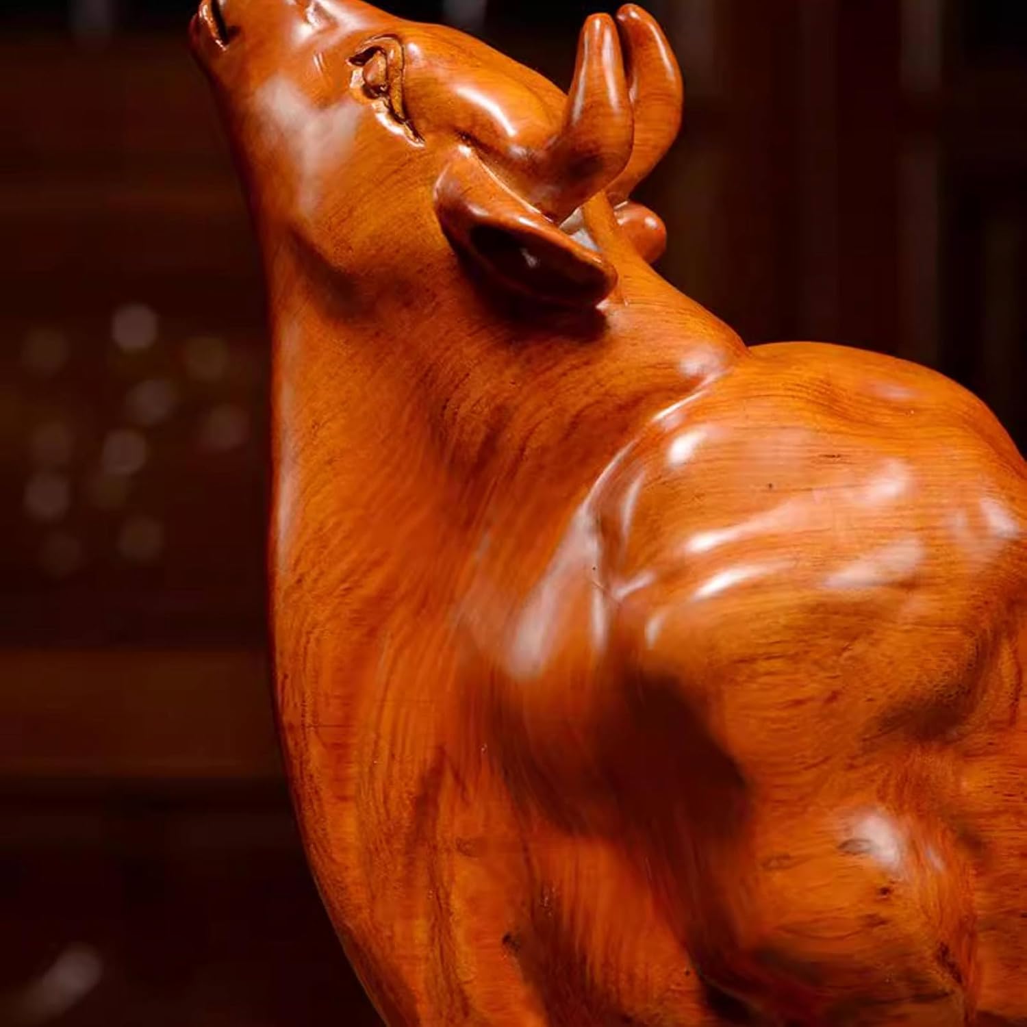 Bull Statue Stock Market Decor - Wood Wall Street Bull Desk Statue - for Stock Market Traders Investors Gift (yellow) - Image 4