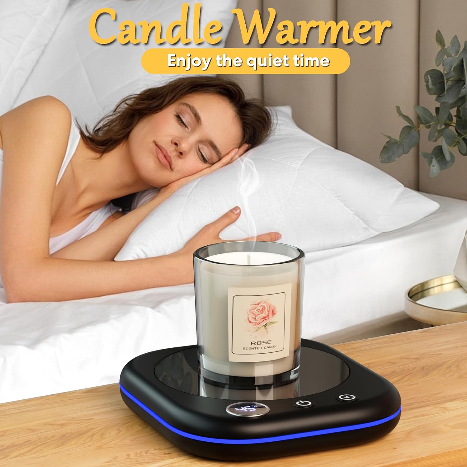 Coffee Mug Warmer,Coffee Cup Warmer for Desk with lighting,Smart Cup Warmer with 3 Temperature Control(45-75℃),Candle Warmer,1-12H Auto Shut Off for Coffee, Tea, Milk(Black) - Image 6