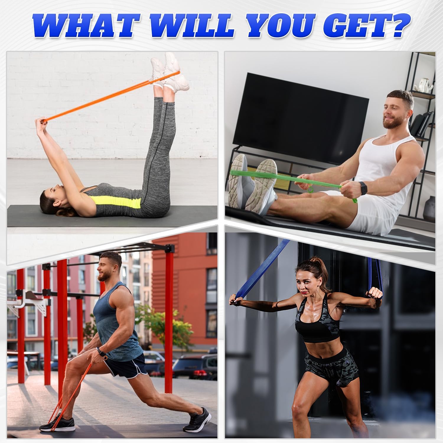 Resistance Bands Set for Men & Women - 4 Levels Exercise Band with Door Anchor, Pull Up Bands for Strength Training, Stretching, Powerlifting, Home Workouts, and CrossFit - Image 8