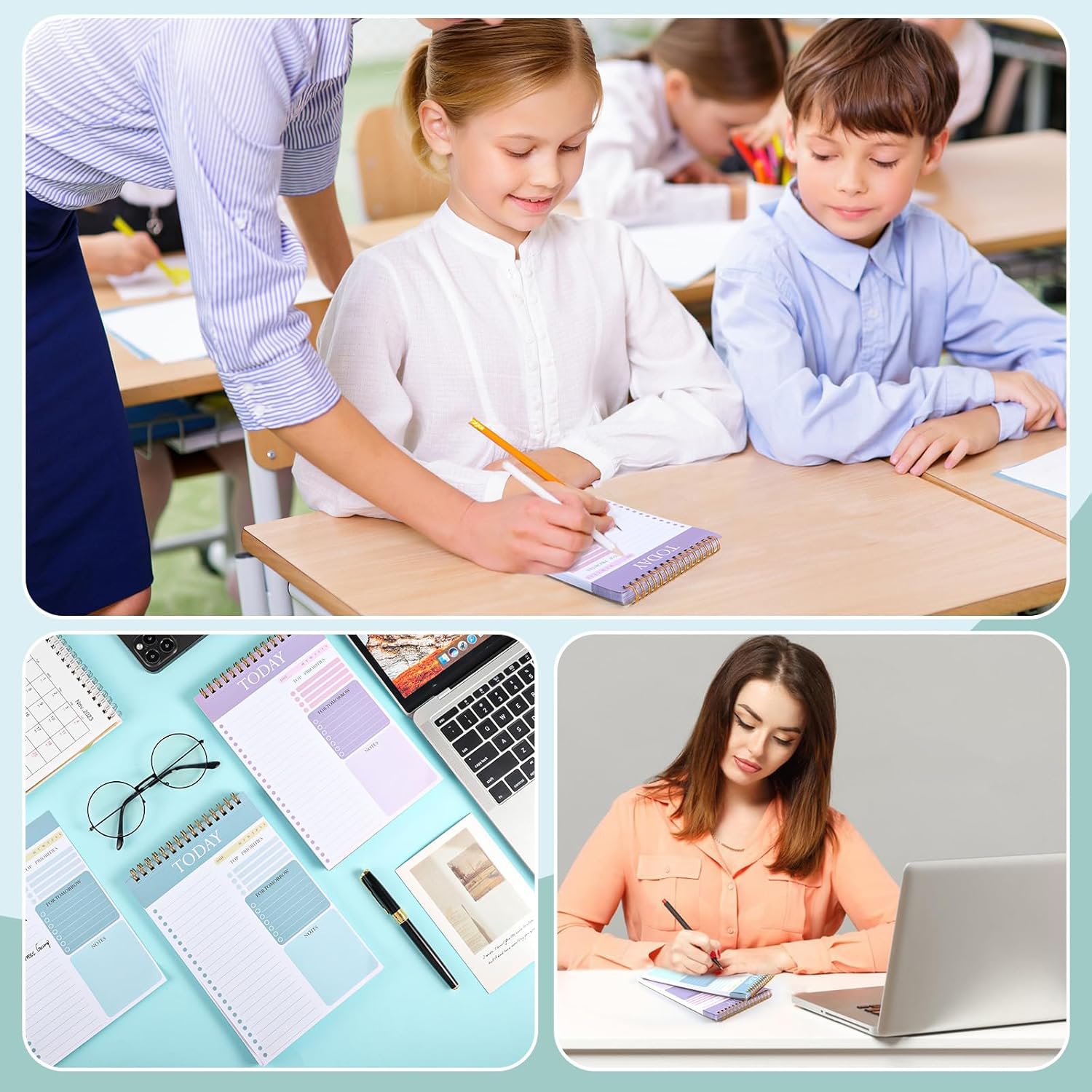 2 Pack To Do List Notepad, Undated Daily Planner A5 Spiral 104 Page To Do List Pad with Hourly Schedule Checklist for Work Study and Personal Oraganizer - Image 7