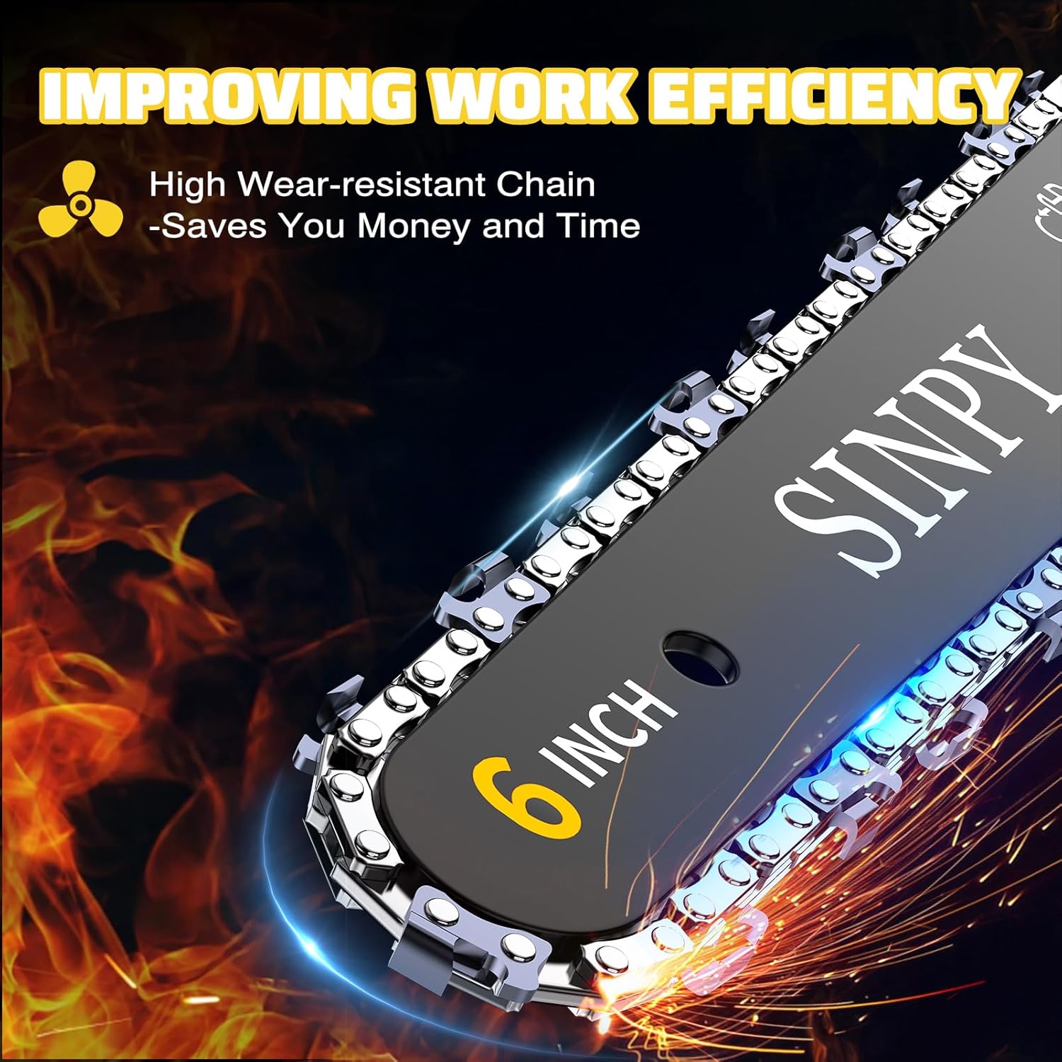 Mini Chainsaw Cordless, 6 Inch Electric Power Chain Saw with 2 Batteries & 2 Chains, Small Chainsaw with Safety Lock for Tree Trimming, Garden, Wood Cutting Gift for Men Dad Husband Fathers 2025 - Image 6