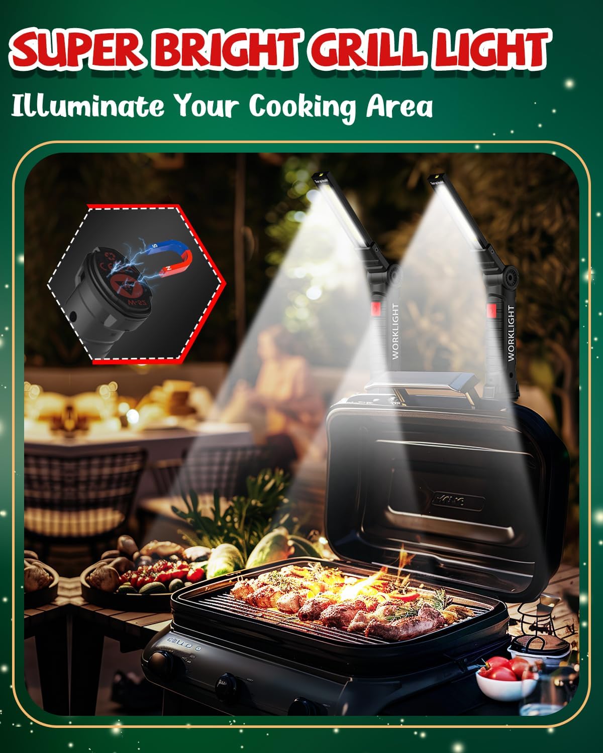 Coquimbo LED Rechargeable Work Light Fathers Day Dad Gifts for Men Him, LED Torch Rechargeable Emergency Inspection Lamp 360° Rotate Mechanic Light with Magnetic Base Hook (4 Pack, Black) - Image 4