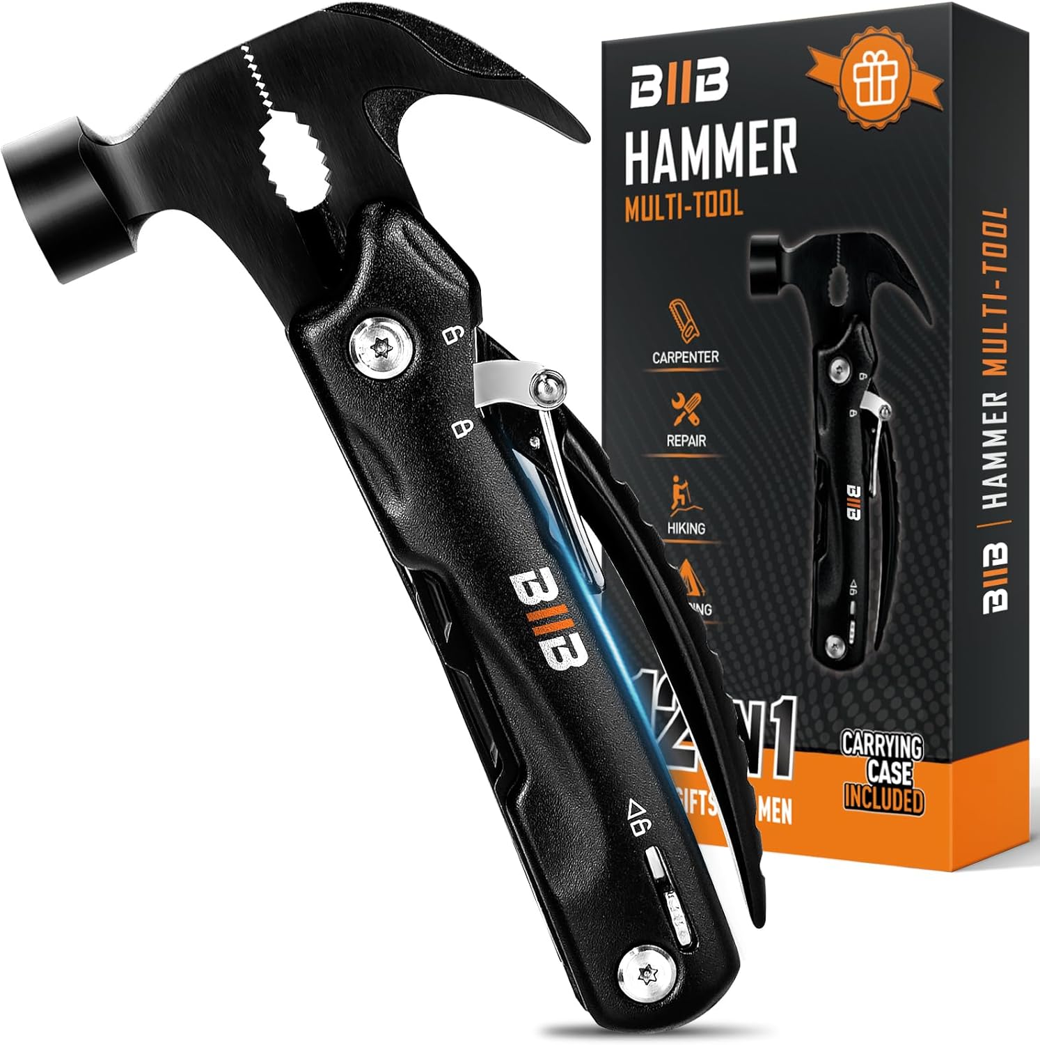 BIIB Gifts for Men, Valentines Gifts for Him, Multi Tool Mens Gifts for Dad, Birthday Gifts Camping Accessories for Dad Gifts, Hand Tools 12 in 1 Camping Essentials, Valentines Gifts Gadgets Multitool
