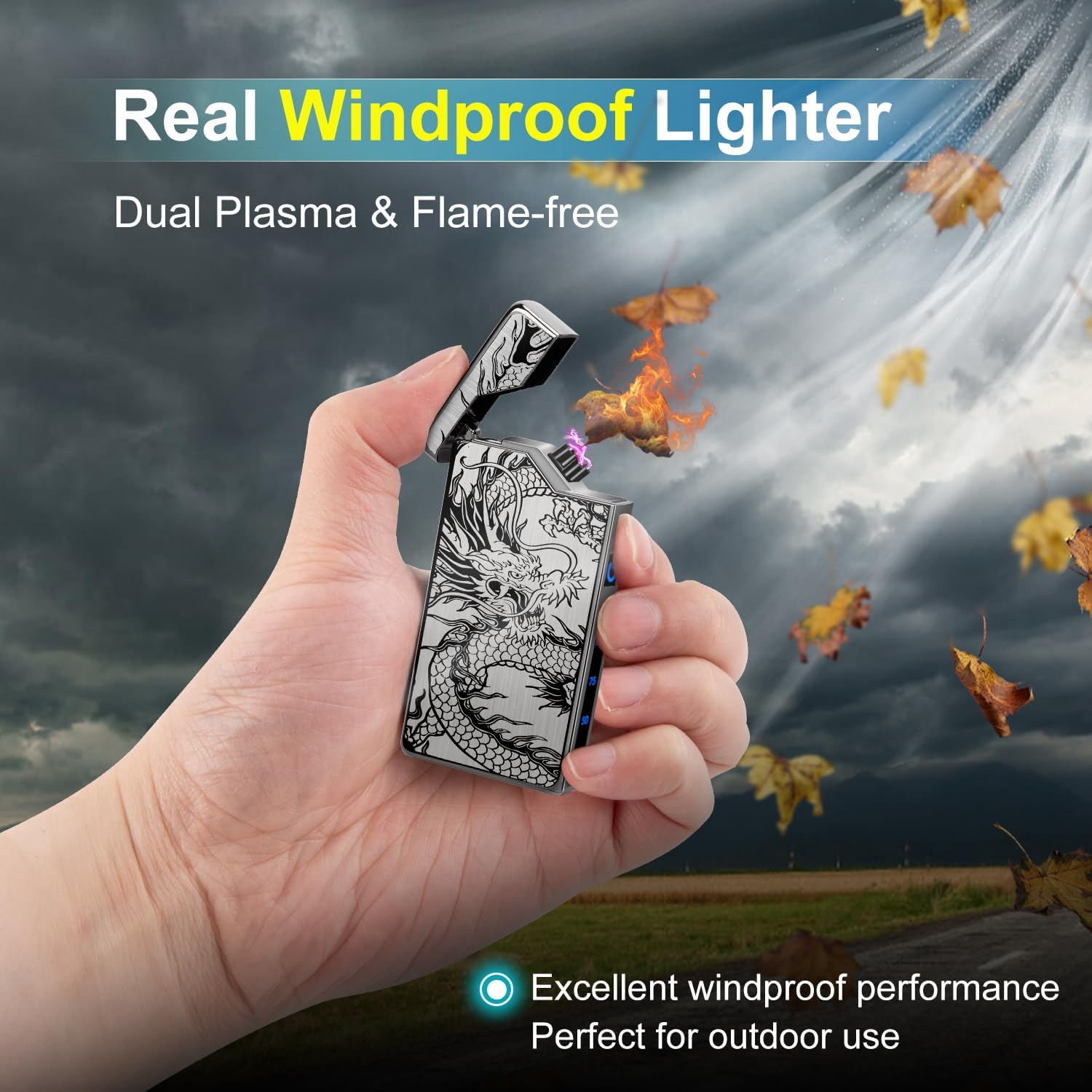 Valentines Gifts for Him Boyfriend Men: Electric Arc Plasma Dragon Lighter, Portable Rechargeable USB C Lighter Windproof and Flameless for Outdoor Camping Hiking, Cool Gadgets for Men - Image 6