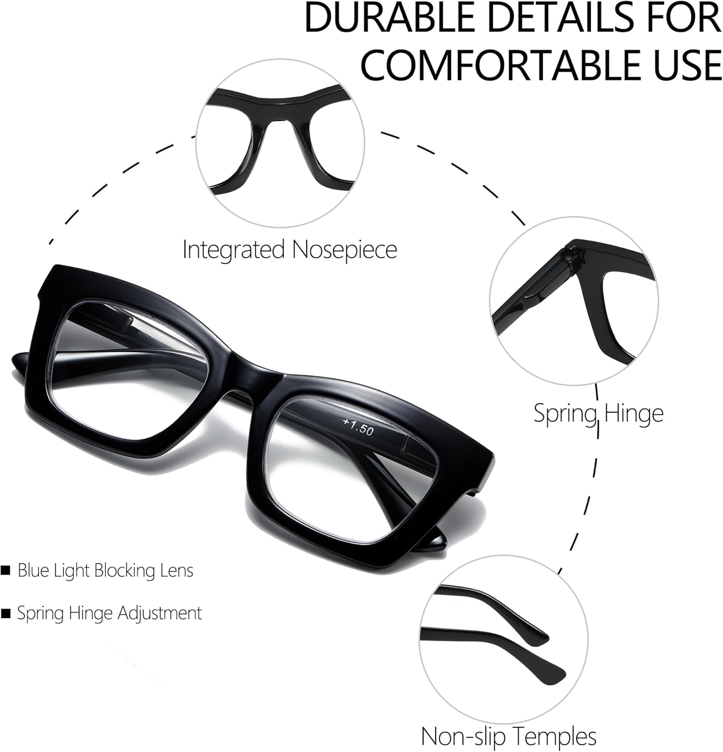 Oprah Style Reading Glasses for Women - 3 Pack Stylis Readers with Blue Light Blocking and Spring Hinge - Image 2