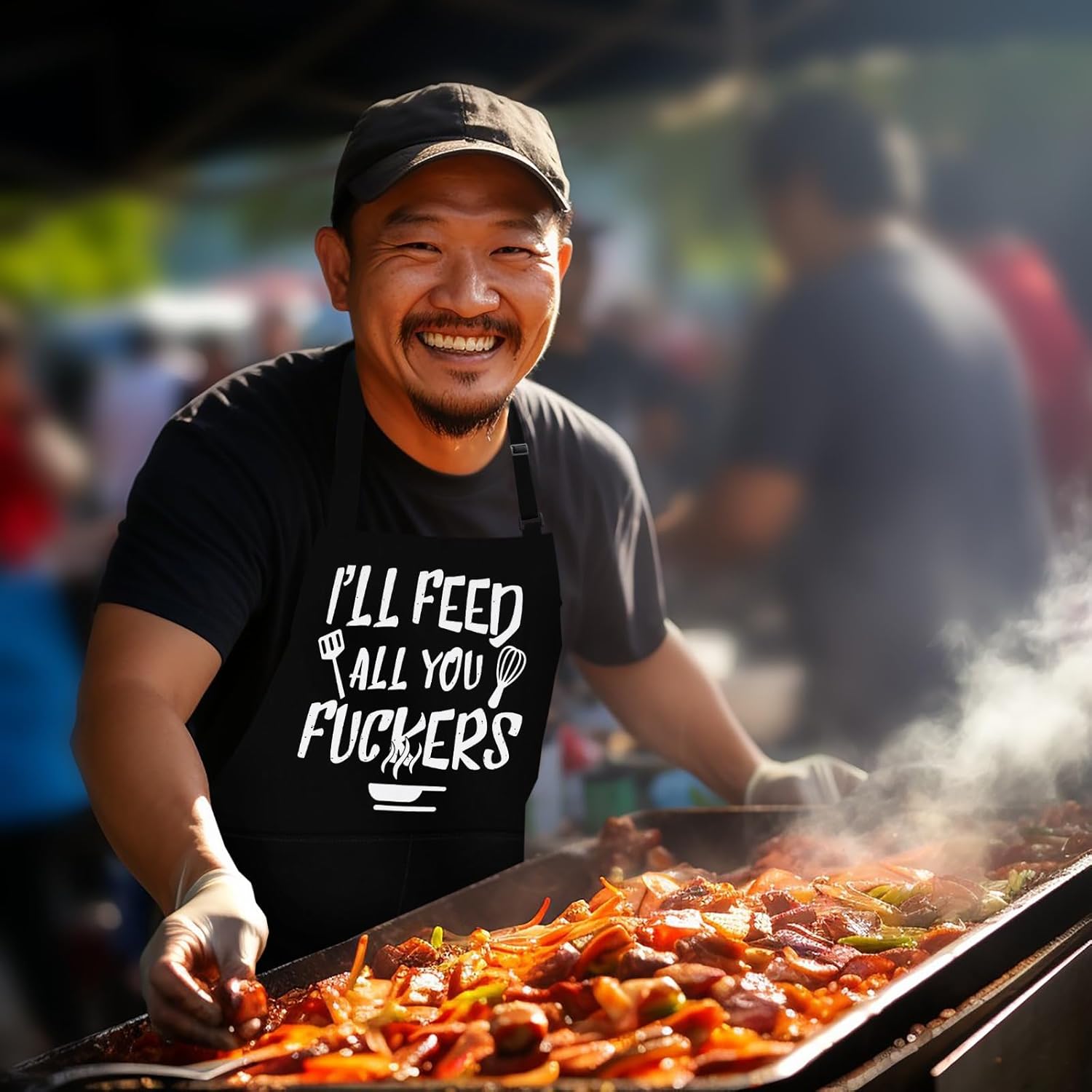 LINEN CLOSET® Funny Bbq Aprons for Men Rude Kitchen Chef Aprons Christmas Bbq Grilling Gifts for Dad Son Father Husband with 2 Pockets - Image 5