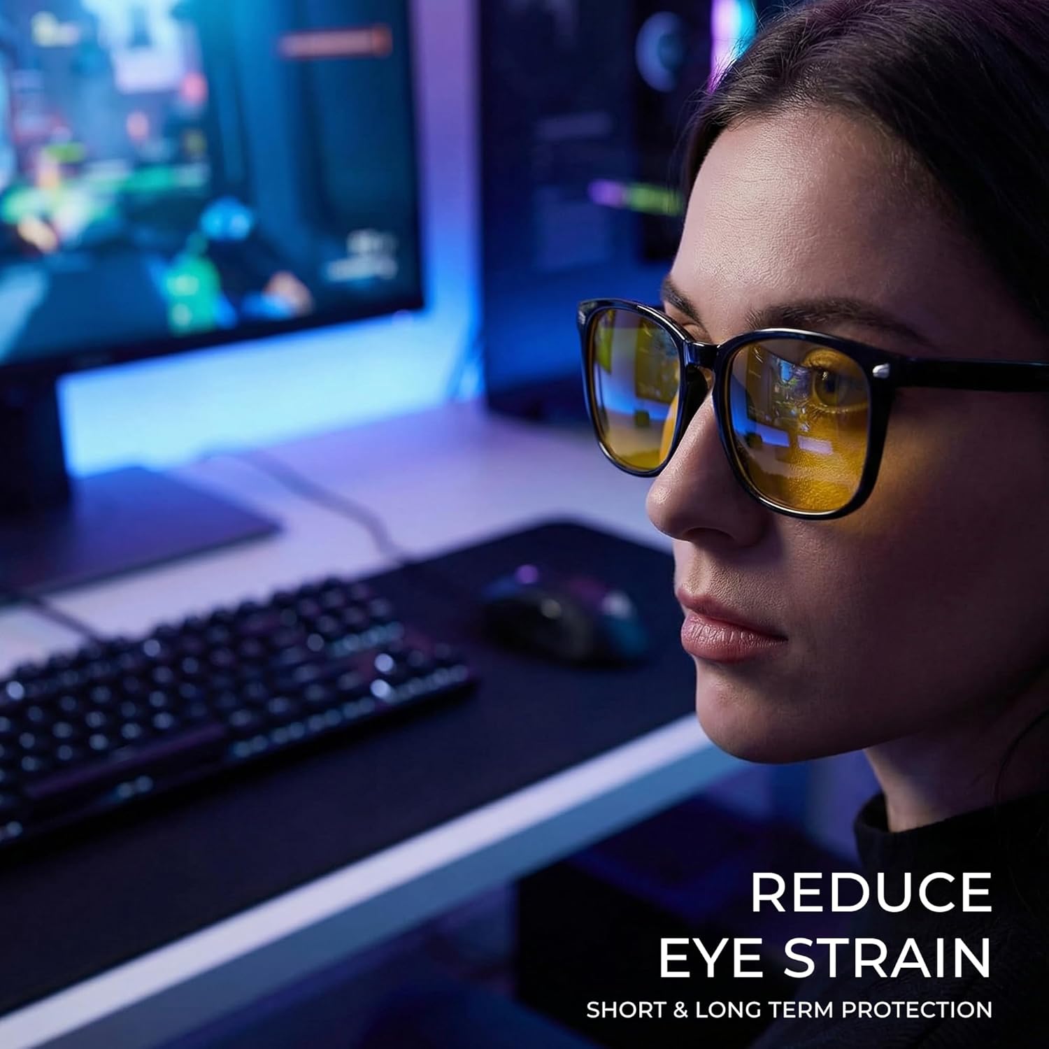 Blue Light Glasses for Gaming, Work & Screen Use - Anti‑Glare Protection, Reduce Eye Strain & Headaches, Clear Lens Unisex Eyewear for PC & Esports, Improve Sleep & Focus, Anti-UV Filter - Image 5