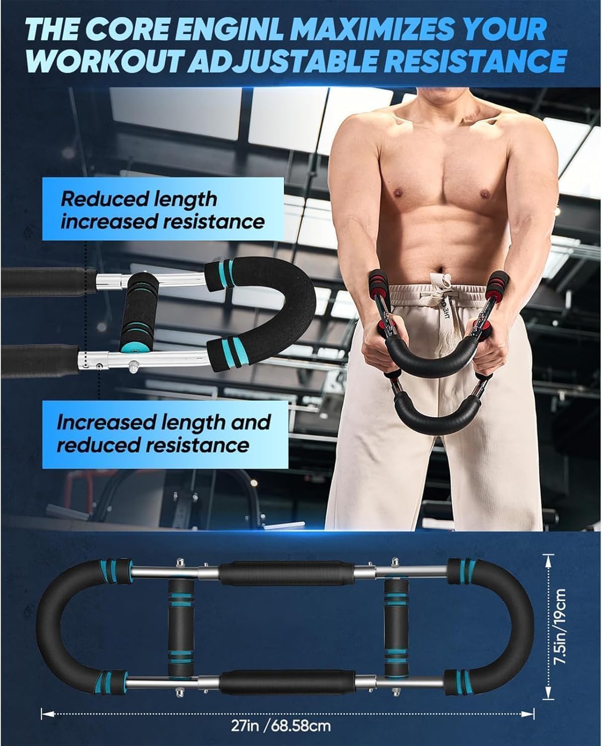 Twister Arm Trainer Adjustable Chest Workout Equipment Men, Shaker Twister Arm Trainer Chest Exerciser for Men at Home Workout Equipment Fitness Equipment Strength Training Equipment - Image 2