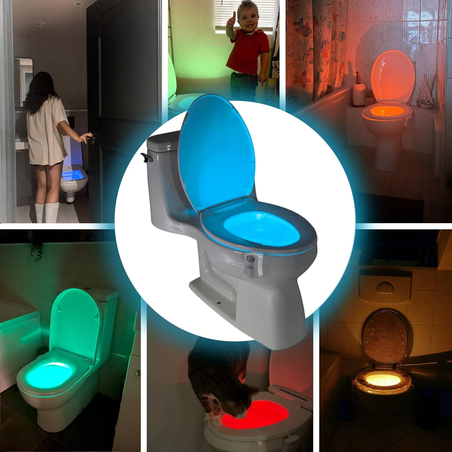 ToiLight The Original Toilet Bowl Night Light. Motion Sensor Fun & Cool Bathroom Accessory. Home Gadget for Men, Women. Gifts for Men Dads Fathers Day Christmas. Funny Novelty Birthday Present - Image 7