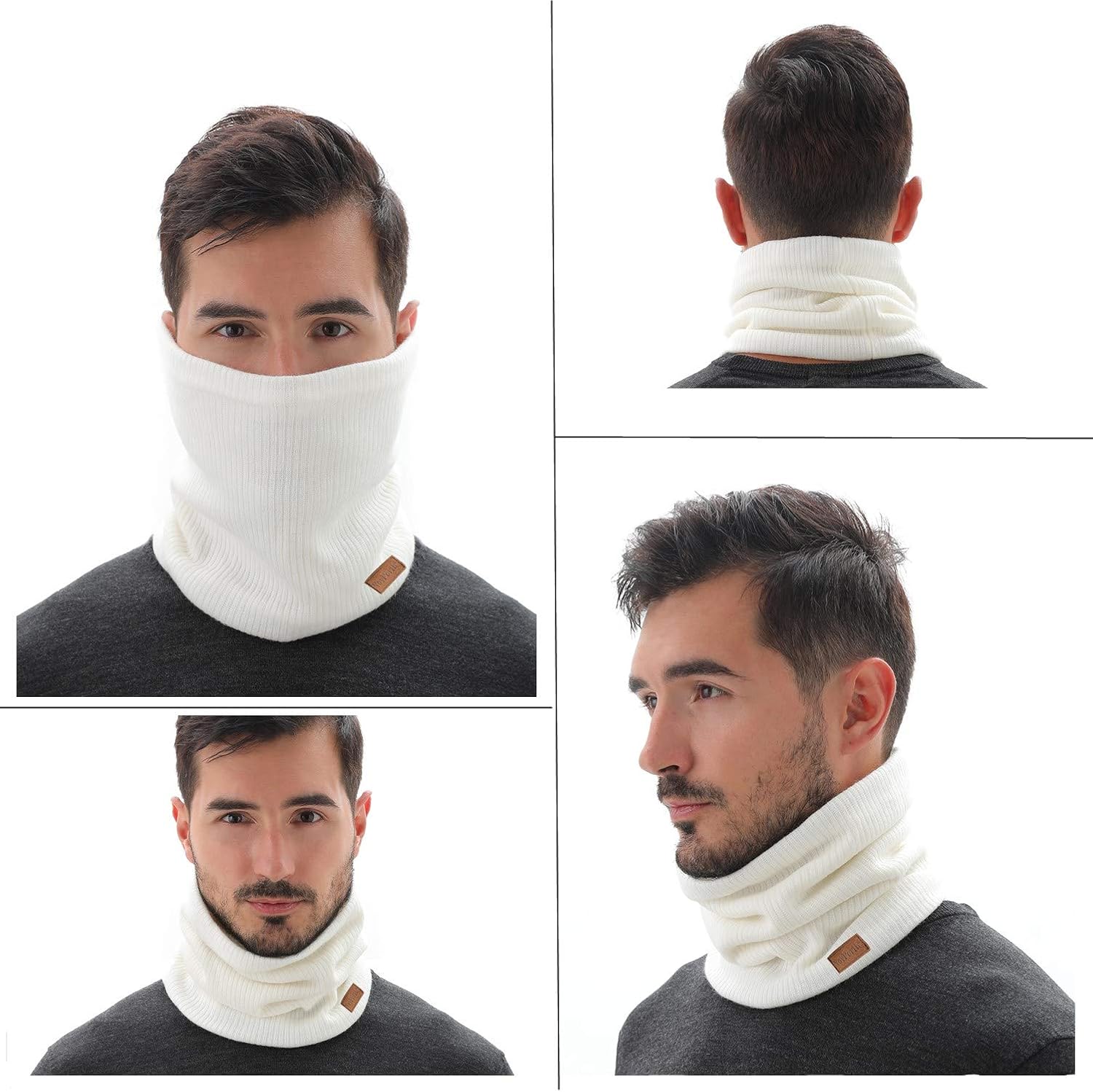 NovForth Winter Neck Warmer Fleece Lined Infinity Scarf Thicken Windproof and Dust Skiing Circle for mens women Double-Layer Fleece Lining Knit - Image 2