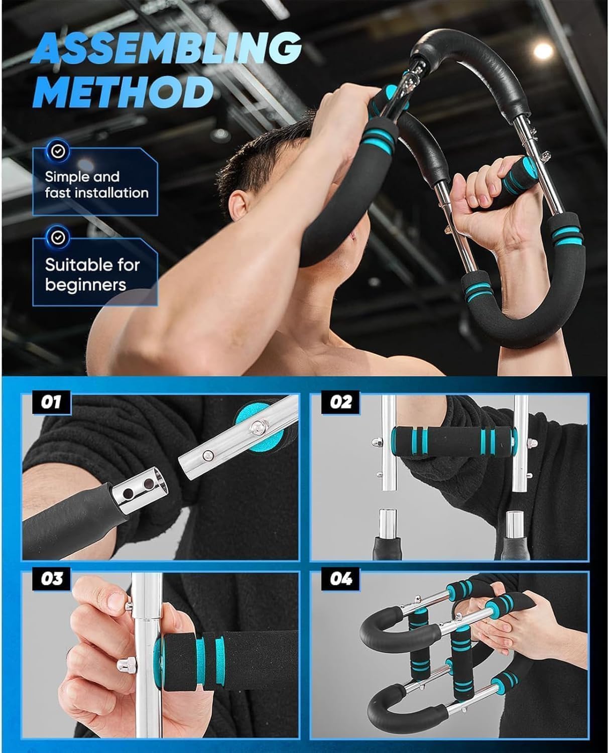 Twister Arm Trainer Adjustable Chest Workout Equipment Men, Shaker Twister Arm Trainer Chest Exerciser for Men at Home Workout Equipment Fitness Equipment Strength Training Equipment - Image 6