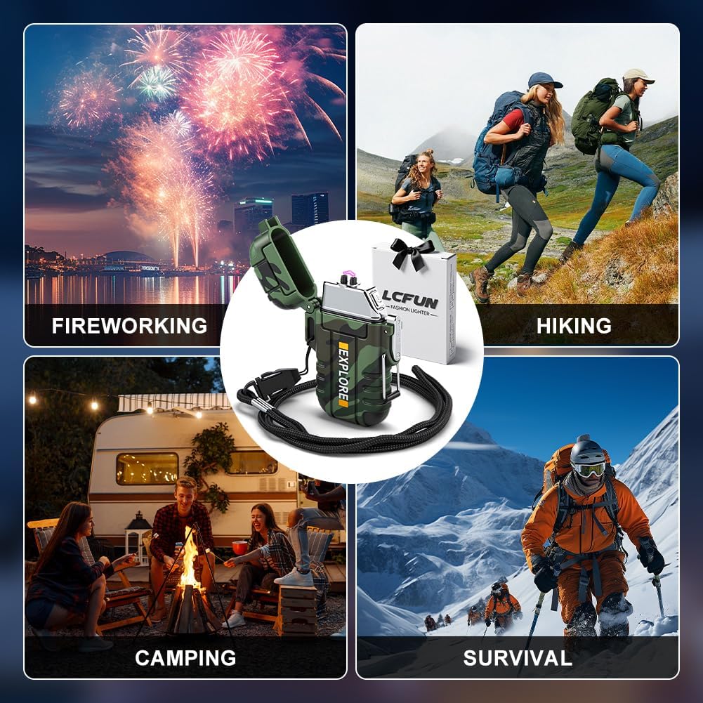 Electric Arc Plasma Lighter USB C Rechargeable, Flameless Windproof Lighter for Outdoor Camping and Hiking, Pocket Lighters for Men, Stocking Fillers for Men - Image 2
