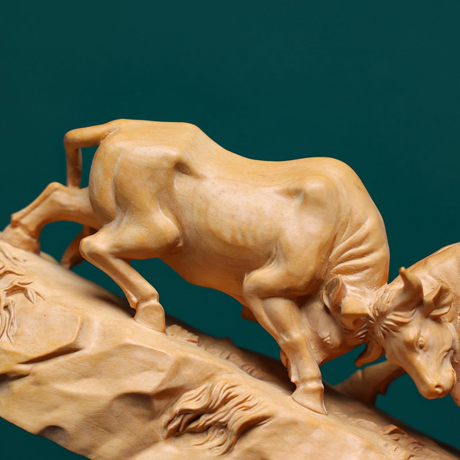 Bull Statue Feng Shui Wall Street Bull Statue,Miniature Boxwood Bull Home Decor, Stock Market Charging Bull Sculpture - Image 4