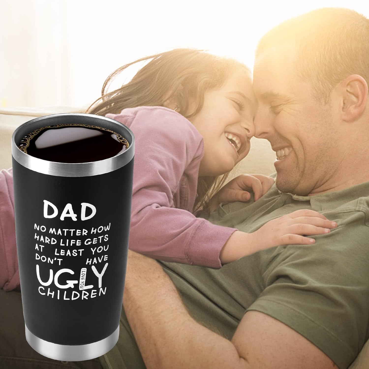 OEAGO Gifts for Dad Grandpa from Daughter Son,20 OZ Tumbler Travel Mug with Straws Lids,Dad Birthday Gifts for Men Husband,Secret Santa Presents for Christmas Anniversary - Image 4