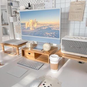 Bamboo Dual Monitor Shelf for 2 Mon...