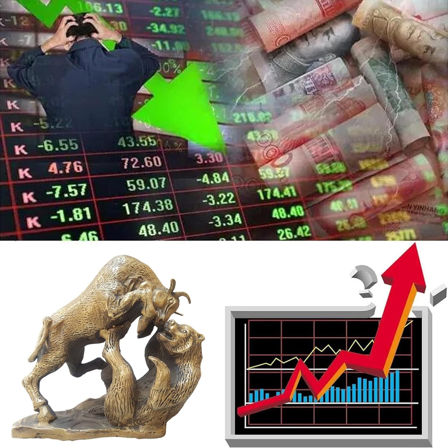 Bull and Bear Statue - Brass Stock Market Sculpture - for Office, Desktop, Bookshelf, Living Room, Study, Home Decor - Image 4