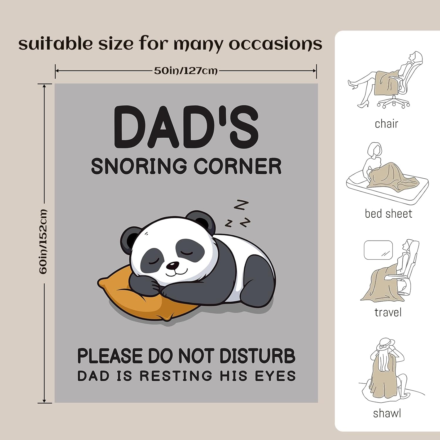 Dad Gifts, Father's Day Birthday Gifts from Daughter Son, Fluffy Panda Blanket for Daddy, Dad Presents on Father’s Day Christmas Valentine's, Daddy Blanket Gift, 50 x 60 IN - Image 4