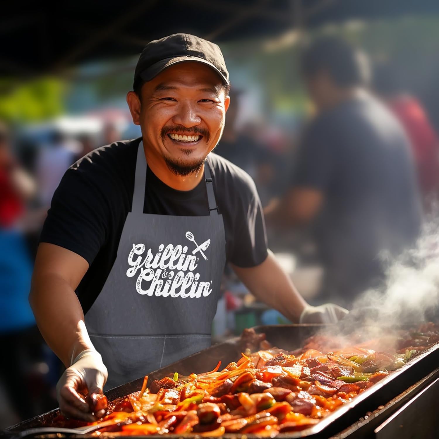 LINEN CLOSET® King of the Grill Apron for Men Funny Aprons Professional Bbq Aprons Kitchen Cooking Gift Apron with 2 Front Pockets Home Kitchen Garden Work Restaurant - Image 5