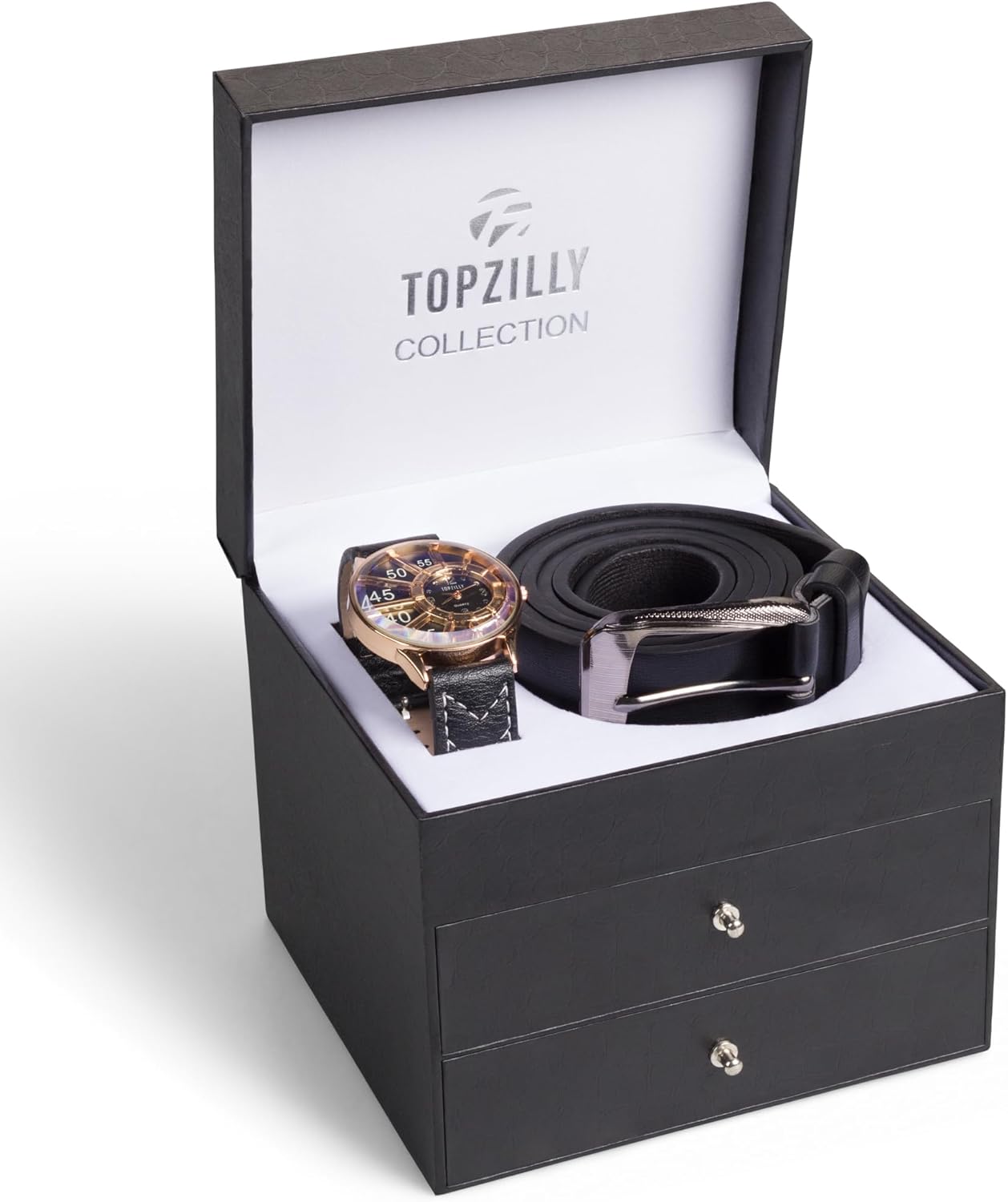 Premium Mens Gift Set: Watch, Bracelet, Keychain, Leather Wallet & Belt - Birthday Gifts for Him, Christmas Gifts for Men, Mens Wallets, Gift Ideas, Hampers for Men - Image 2